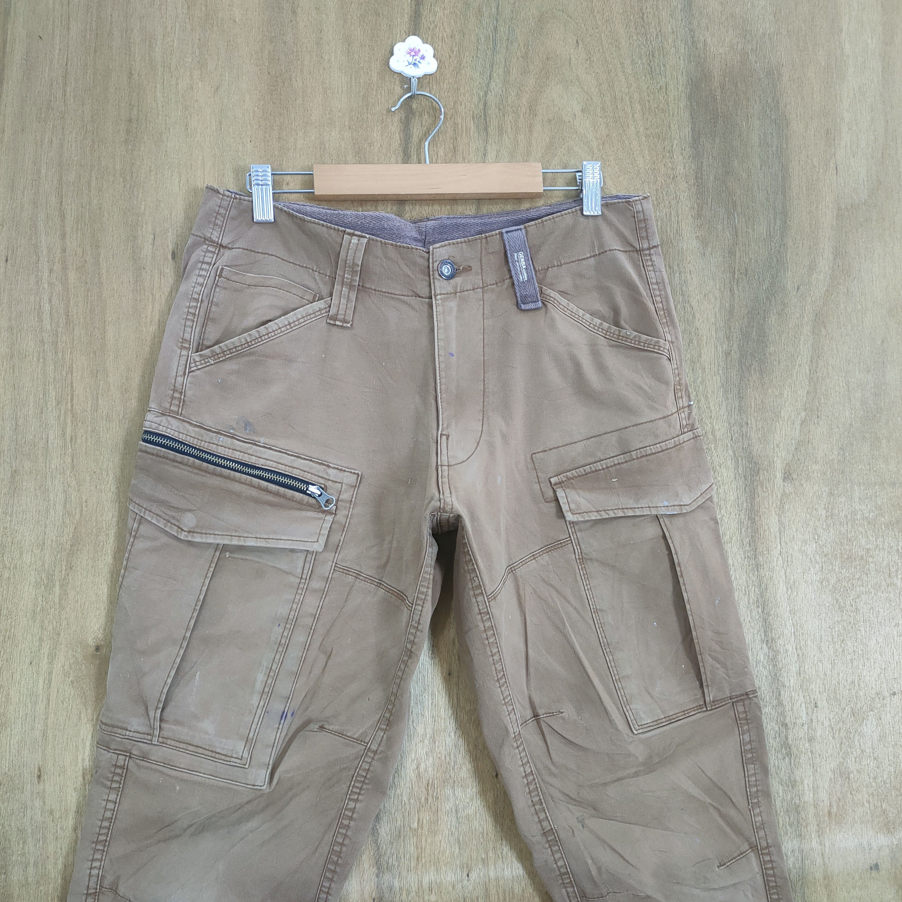 Japanese Brand VINTAGE GENBA BROWN BAGGY CARGO PANTS Size US 31 - 3 Thumbnail