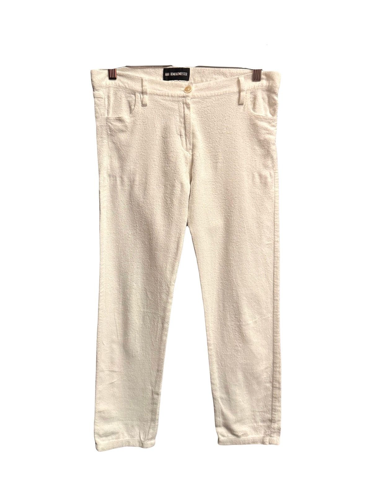ann demeulemeester vintage slim textured pants women