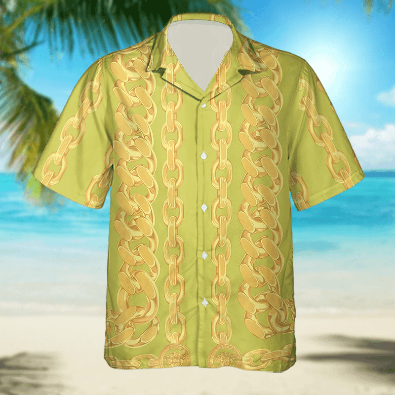 The Unbranded Brand Medusa Chains-Print Shirt, Baroque Style Short Sleeve Shirt Size US S / EU 44-46 / 1 - 3 Thumbnail