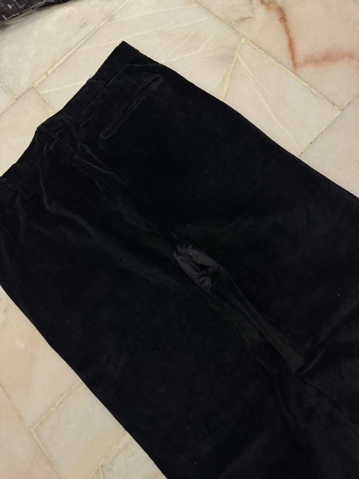 Vintage WIDE💥VINTAGE 1990s YVES SAINT LAURENT SPORTWEAR VELVET BLACK Size US 31 - 13 Thumbnail