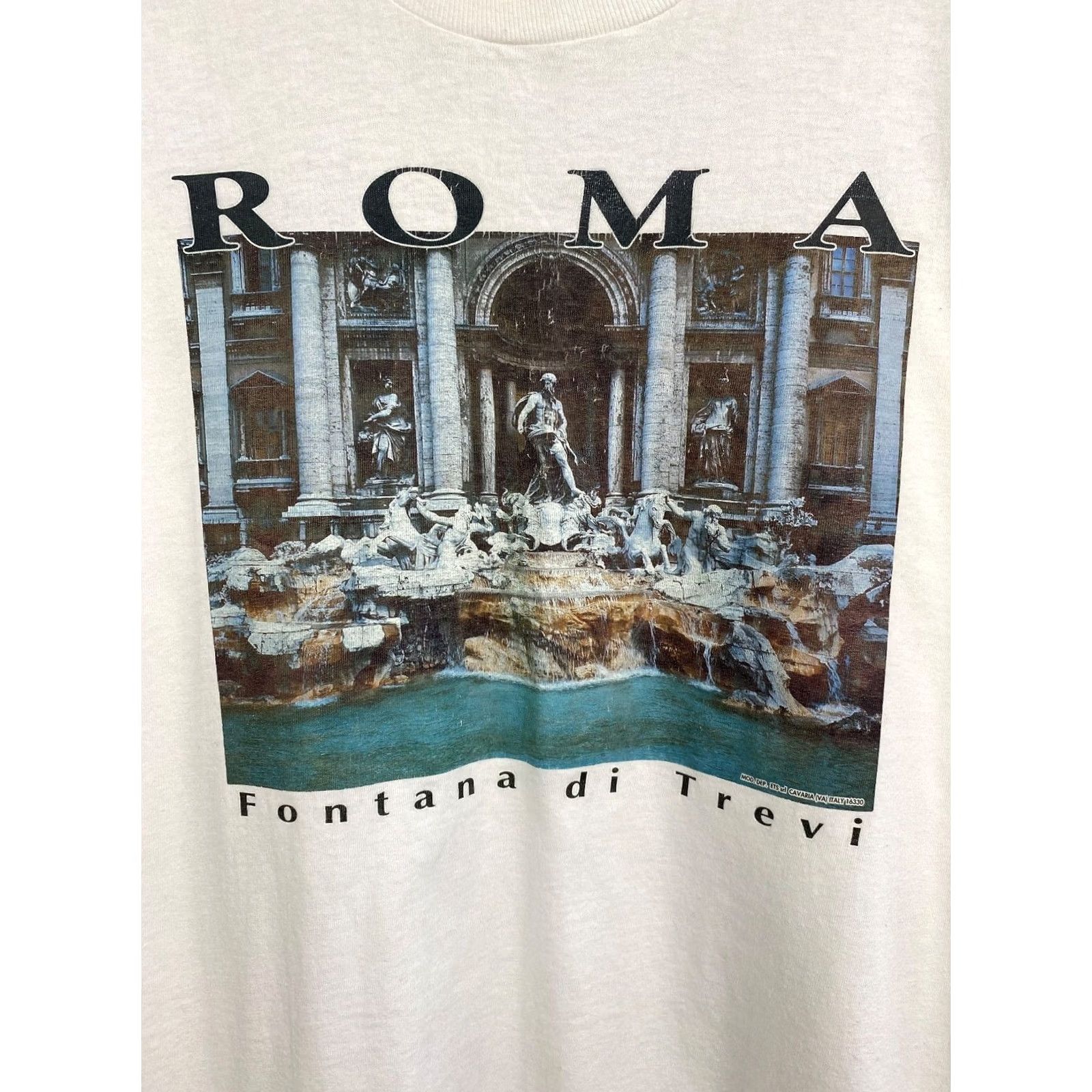 Fruit Of The Loom VINTAGE 90s Italy Roma Fontana Di Trevi T-Shirt Men L White 90s Pictures Cracked Hole Fontana Di Trevi Style Shirts Size US L / EU 52-54 / 3 - 4 Thumbnail