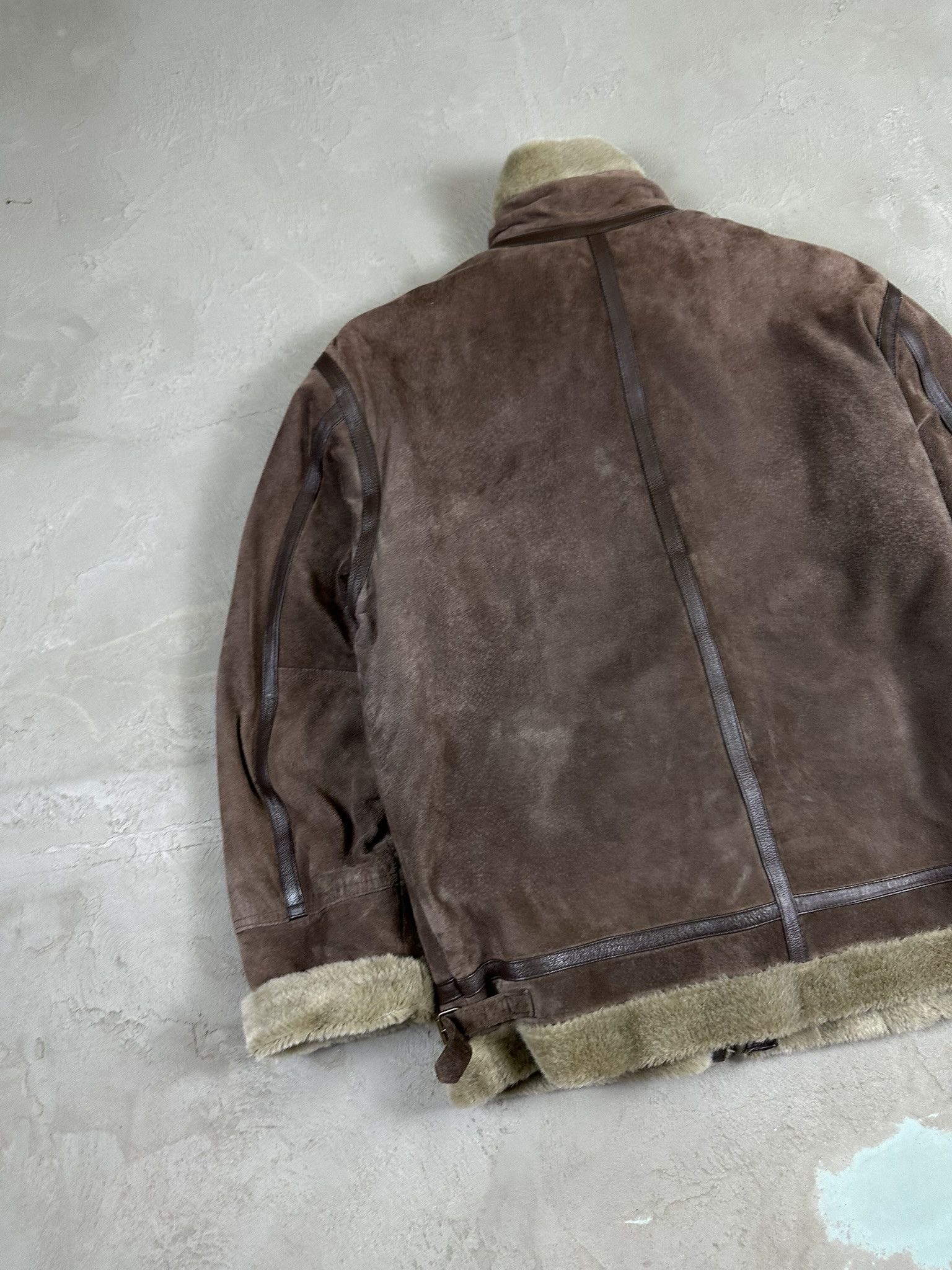 90s Vintage Sheepskin Leather Bomber Boxy Jacket