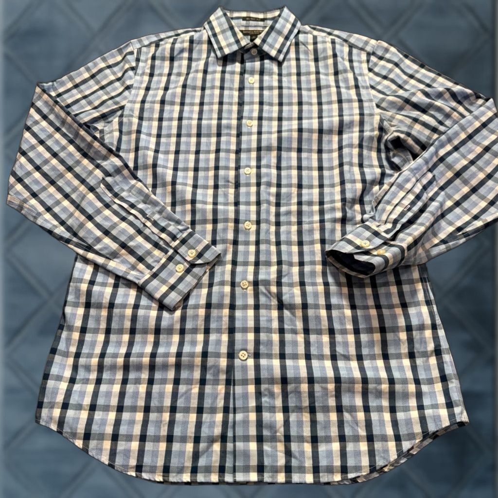 Banana Republic Banana Republic Shirt Mens Medium Blue Plaid Grant Fit 100% Cotton Casual Adult Size US M / EU 48-50 / 2 - 1 Thumbnail