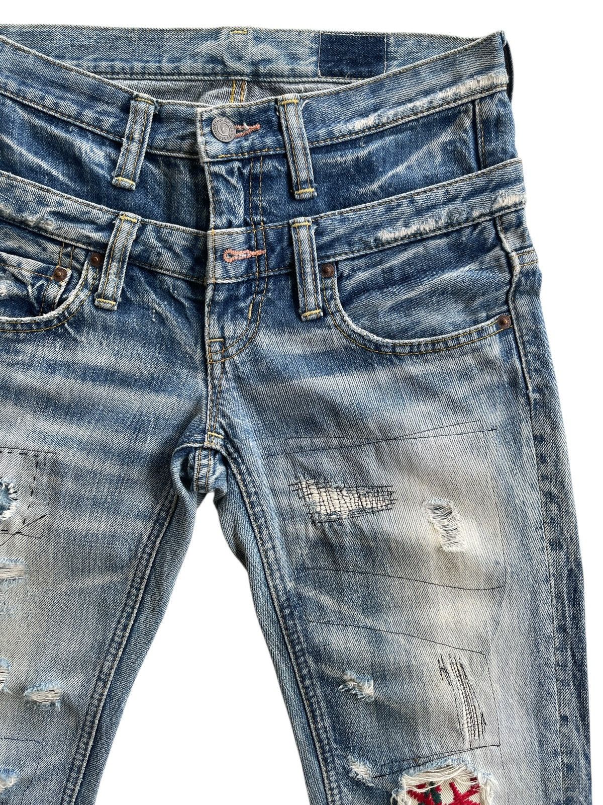 Japanese Brand Antgauge Double Waist Distressed Patchwork Denim Size US 28 / EU 44 - 6 Thumbnail