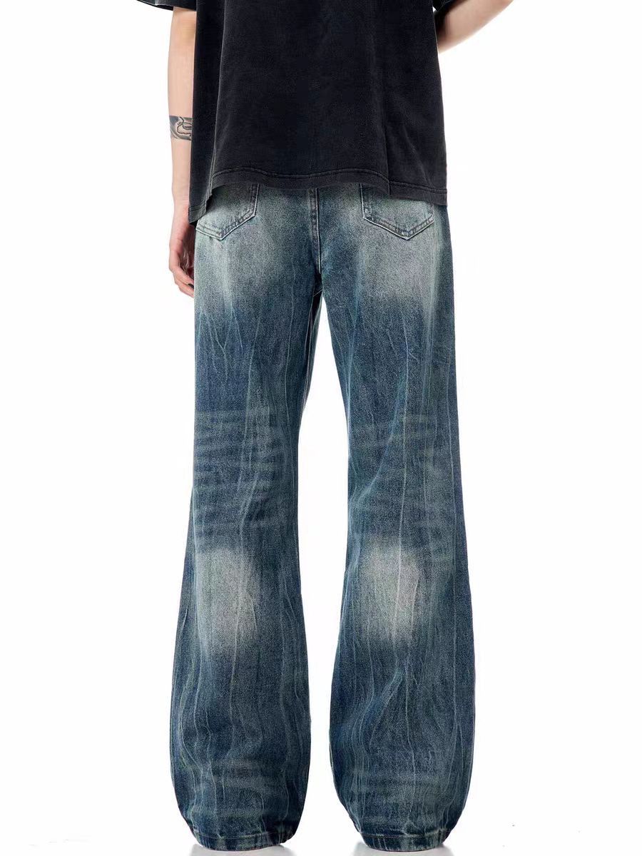 Japanese Brand × Jean Washed street micro flare textured baggy jeans Size US 31 - 4 Thumbnail