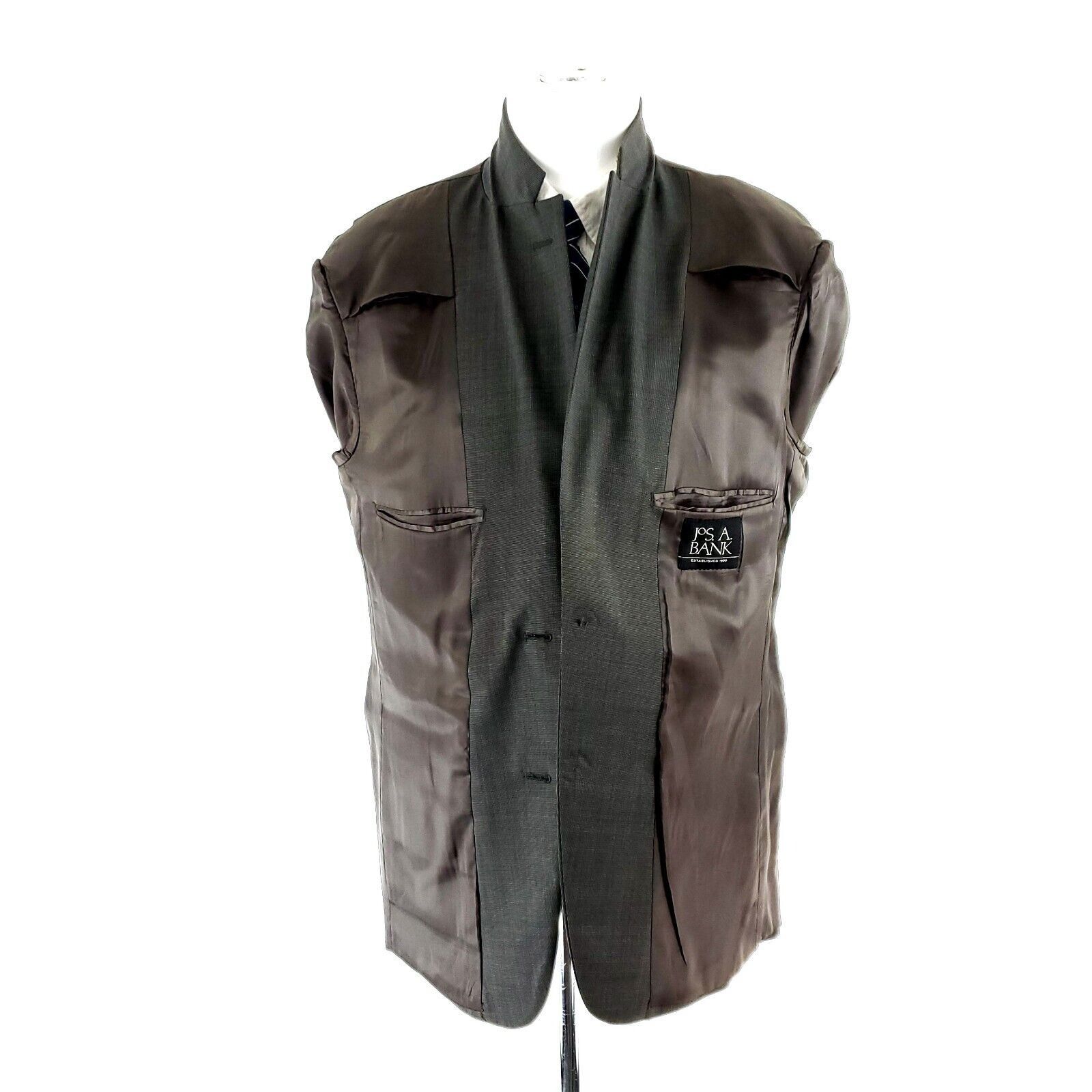 Jos. A. Bank Jos A Bank Wool 2 Button Blazer 40R Gren Beige Birdseye Size 40R - 9 Thumbnail