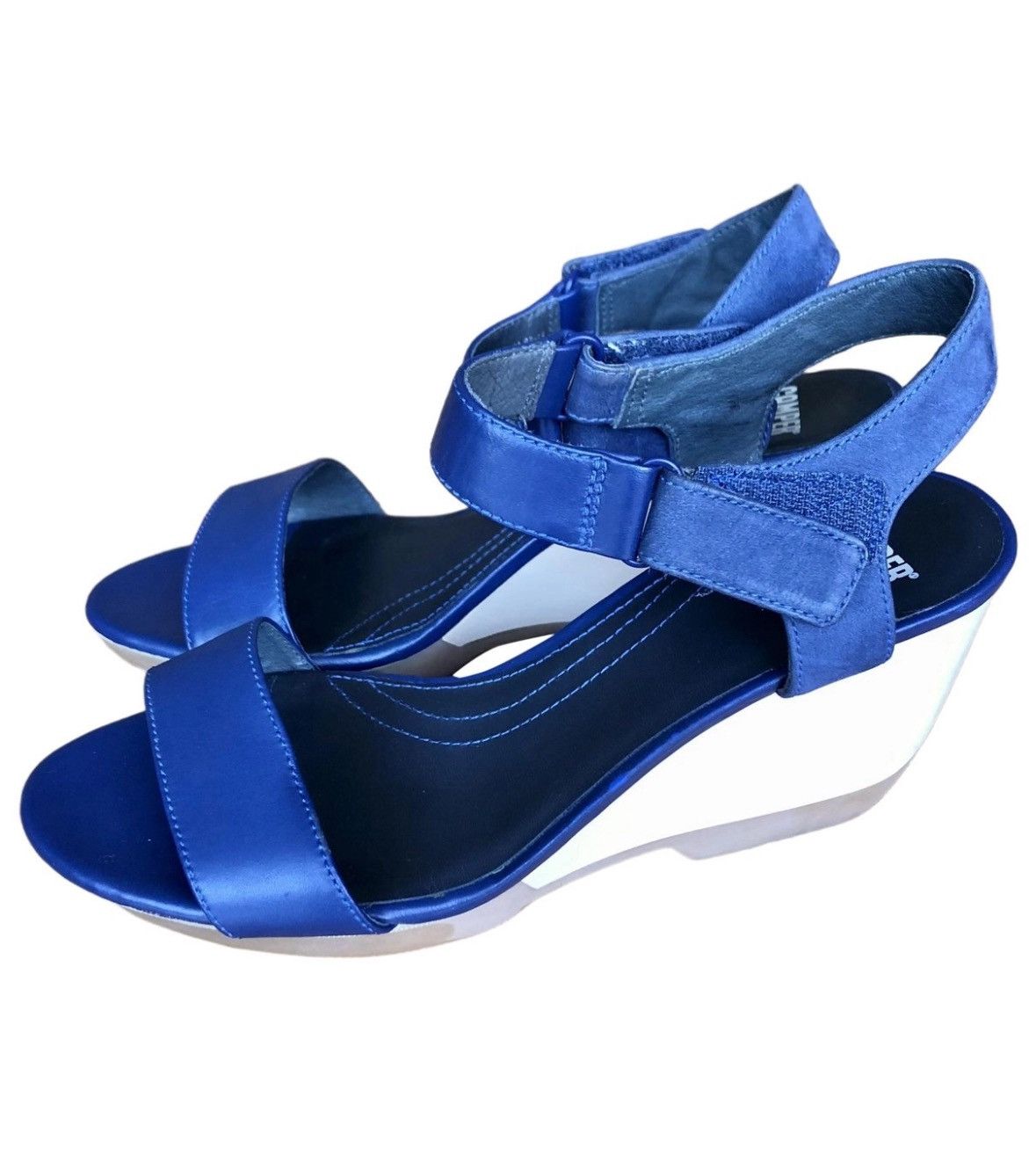 Camper Camper Leather Blue Sandals Wedge Heels 💙 Size US 7 / IT 37 - 1 Thumbnail