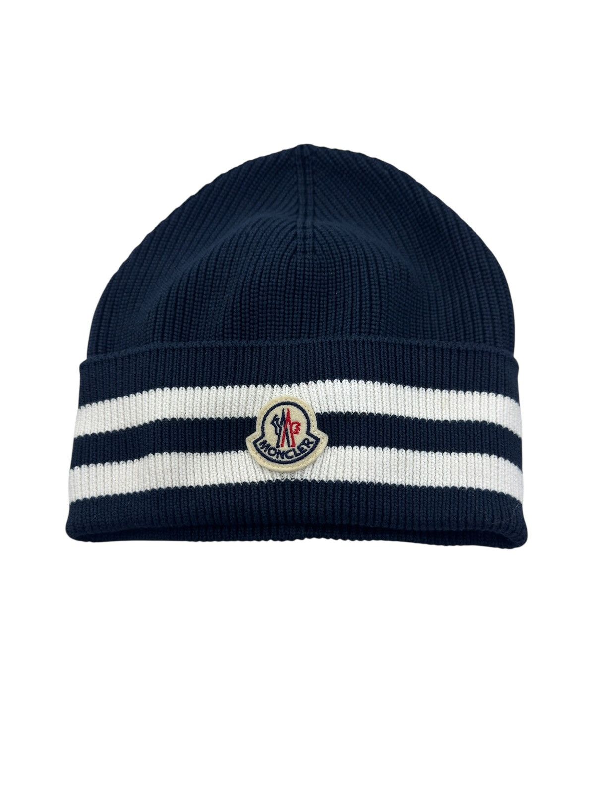 Moncler Moncler White Navy Blue Beanie Size ONE SIZE - 1 Thumbnail