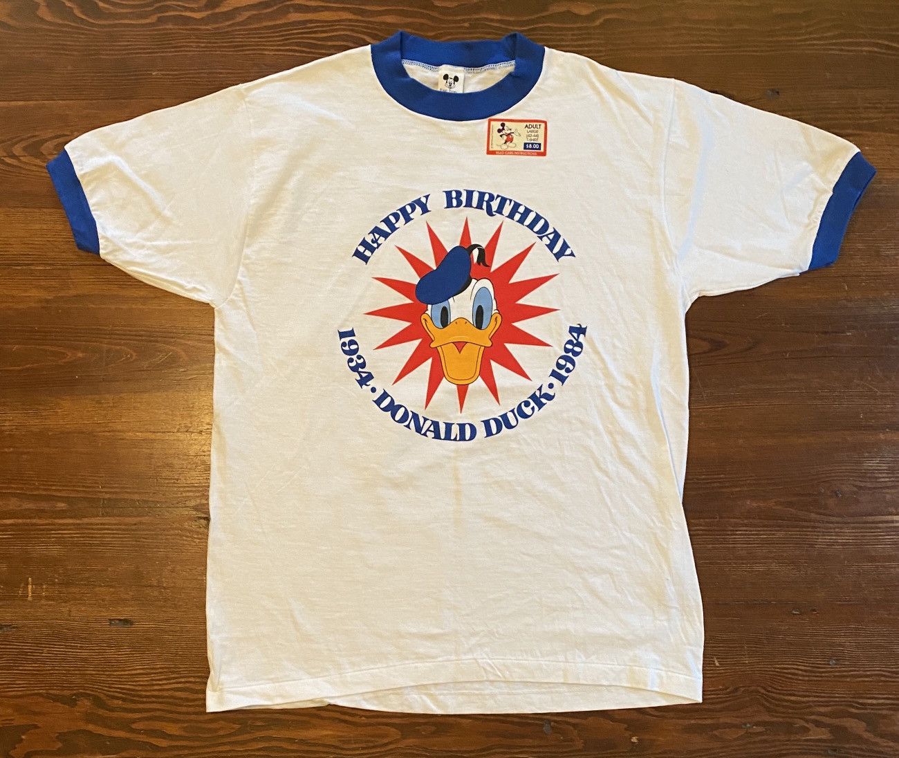 Disney Vintage NWT 1984 Donald Duck Bday Ringer Single Stitch Tee Size US L / EU 52-54 / 3 - 2 Thumbnail