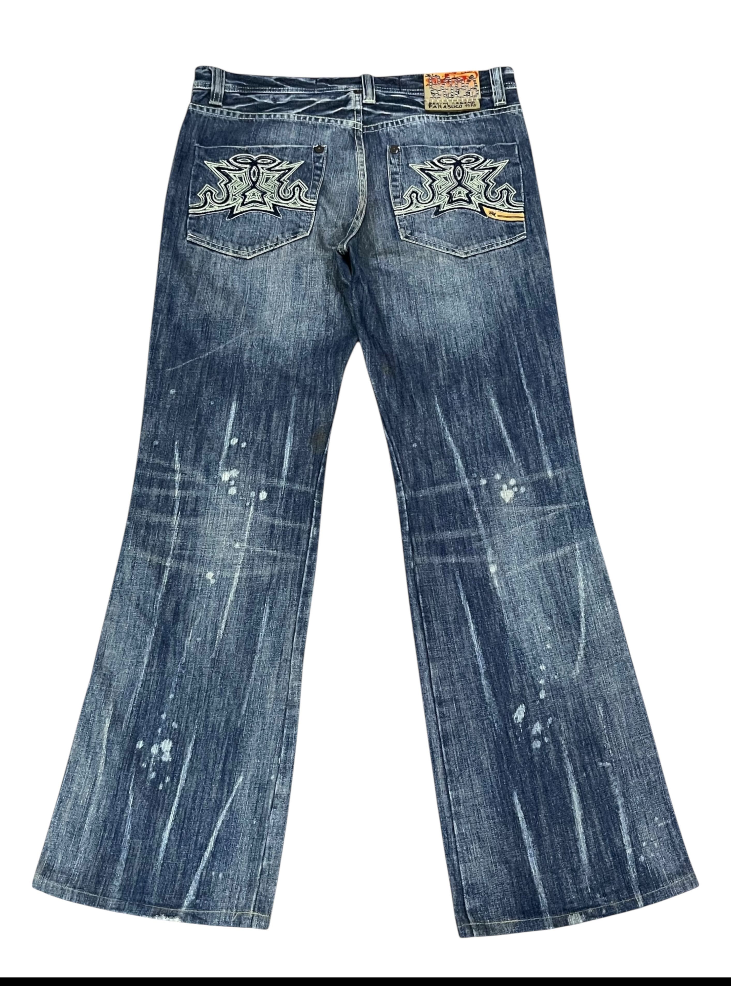 Parasuco PUNK FLARE🔥PARASUCO DENIM LEGEND Distressed Tribal Jeans💥 Size US 33 - 5 Thumbnail