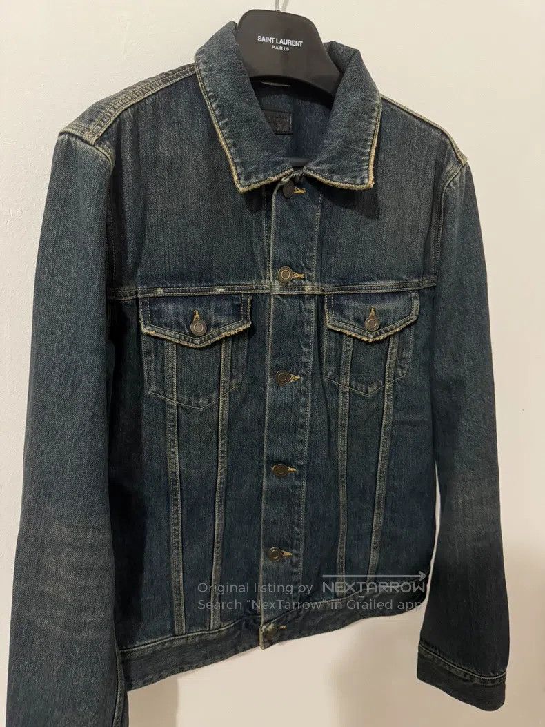 Saint Laurent Paris Saint Laurent Paris Retro Dark Blue Basic Denim Jacket Size US L / EU 52-54 / 3 - 3 Thumbnail