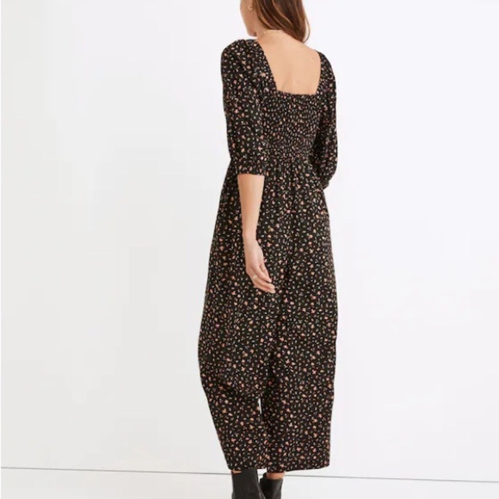 Madewell Madewell Lucie ElbowSleeve Smocked WideLeg Jumpsuit Womens 6 Size 28" / US 6 / IT 42 - 3 Thumbnail