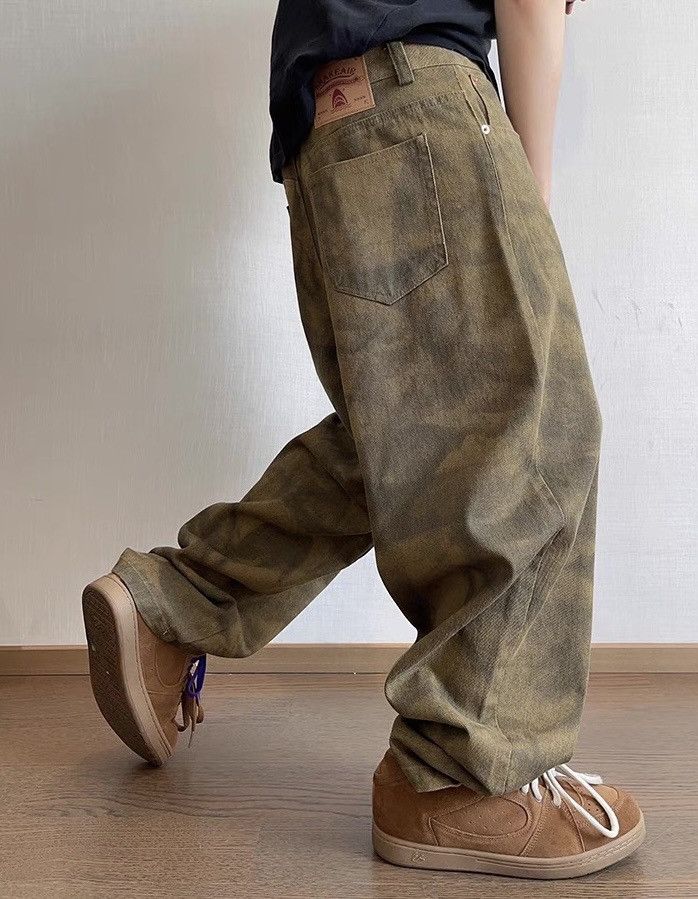 Japanese Brand × Vintage Avant garde tie dye effect faded scimitar baggy pants Size US 35 - 5 Thumbnail