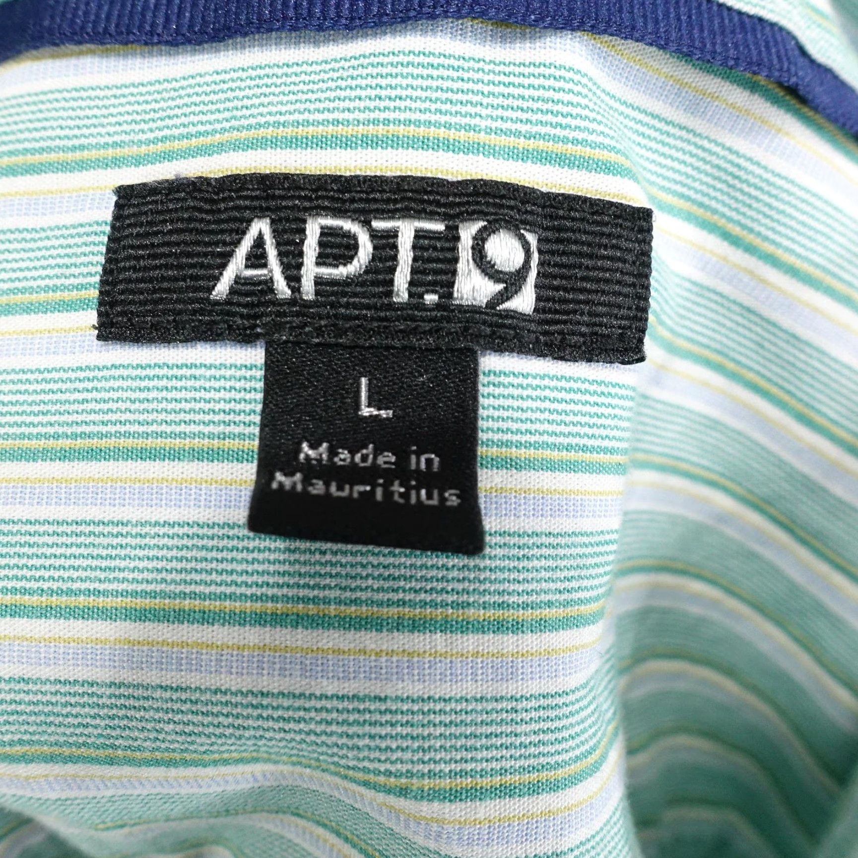 Apt. 9 APT 9 Shirt Mens Large Green Stripe Button Front Long Sleeve Cotton Casual Size US L / EU 52-54 / 3 - 6 Thumbnail