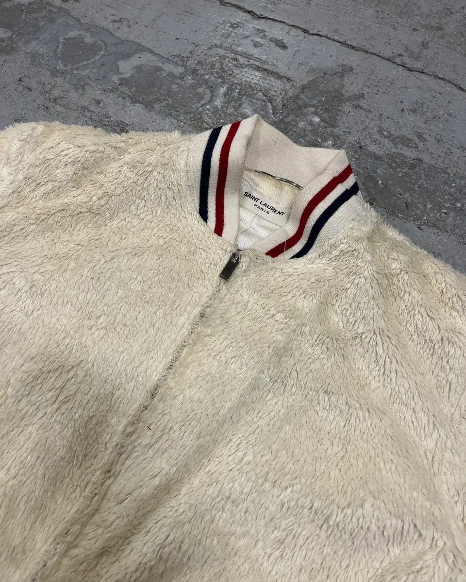 Saint Laurent Paris SS2016 Saint Laurent Cream Faux Fur Bomber Jacket Size S / US 4 / IT 40 - 5 Thumbnail