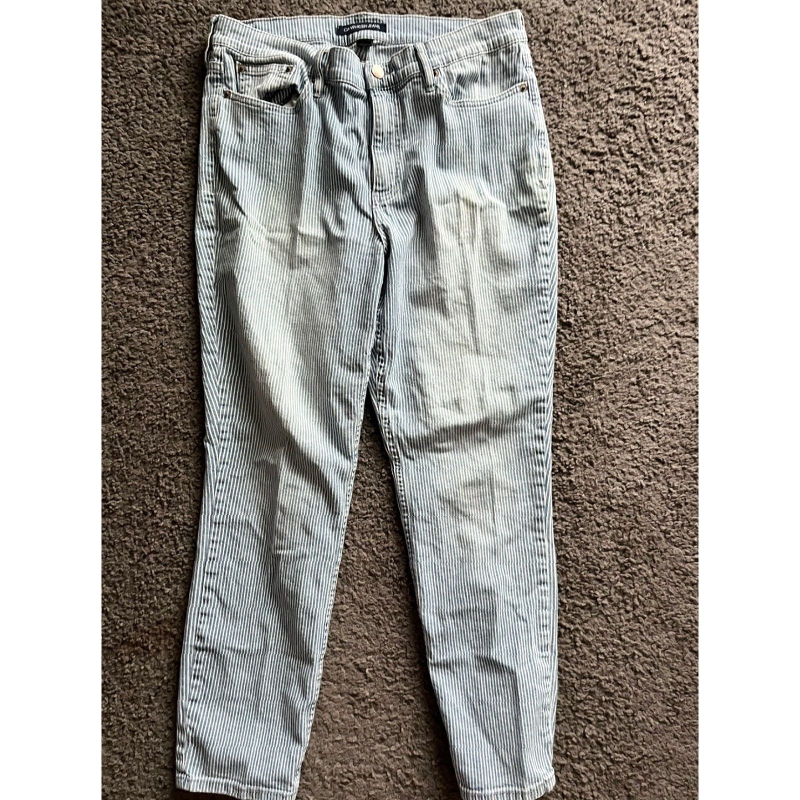 Calvin Klein Calvin Klein Jeans Woman’s Striped Blue White Skinny 31 Regular Size 31 Slimming Button Zipper Womens Clothing Size 24" / US 00 / IT 34 - 2 Thumbnail