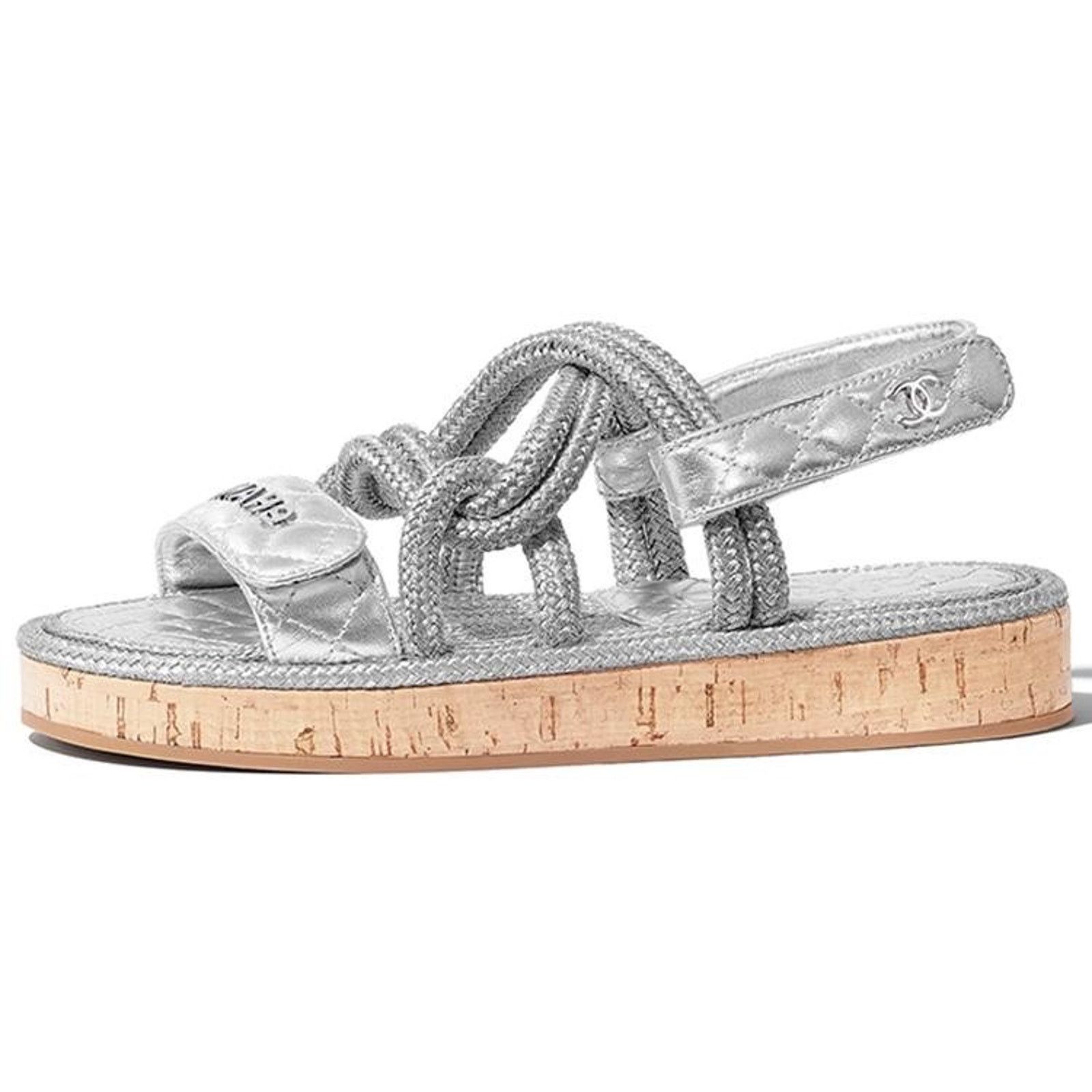 Chanel Chanel 20S Silver Cord Rope CC Logo Quilted Ankle Strap Size US 6 / IT 36 - 3 Thumbnail