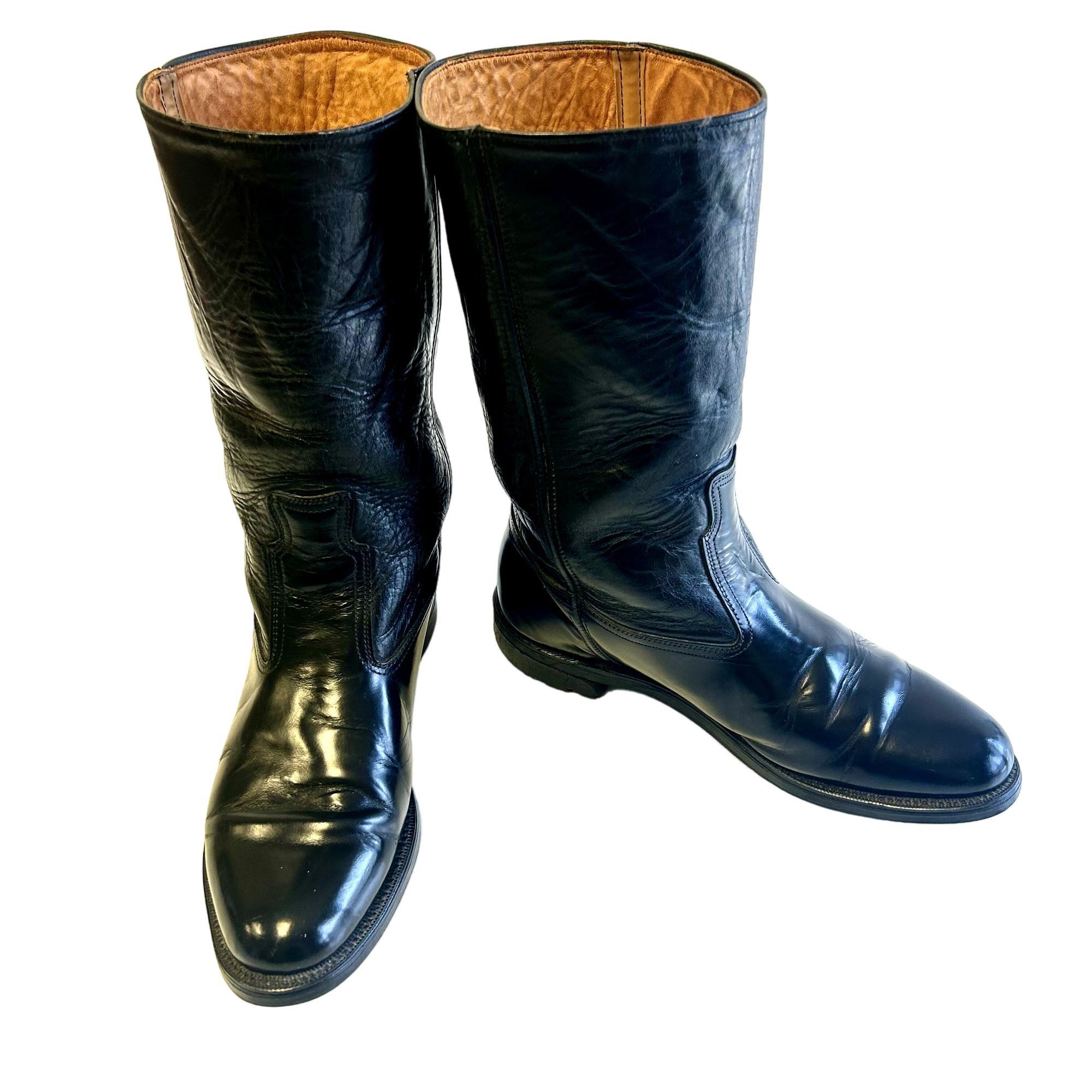 image of Unkwn Bates Floataways Leather Cowboy Western Lawman Uniform Boots in Black, Men's (Size 11)