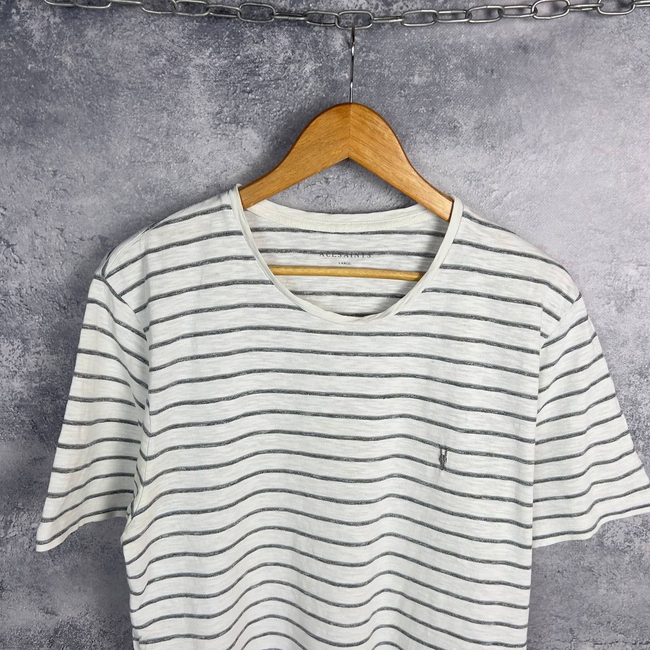 Allsaints Allsaints Tee Men's Size L Striped Cotton Short Sleeve` Size US L / EU 52-54 / 3 - 2 Thumbnail
