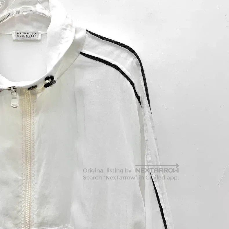 Brunello Cucinelli Brunello Cucinelli White Cotton Collar Zip Long Sleeve Jac Size XXS / US 00 / IT 34 - 3 Thumbnail