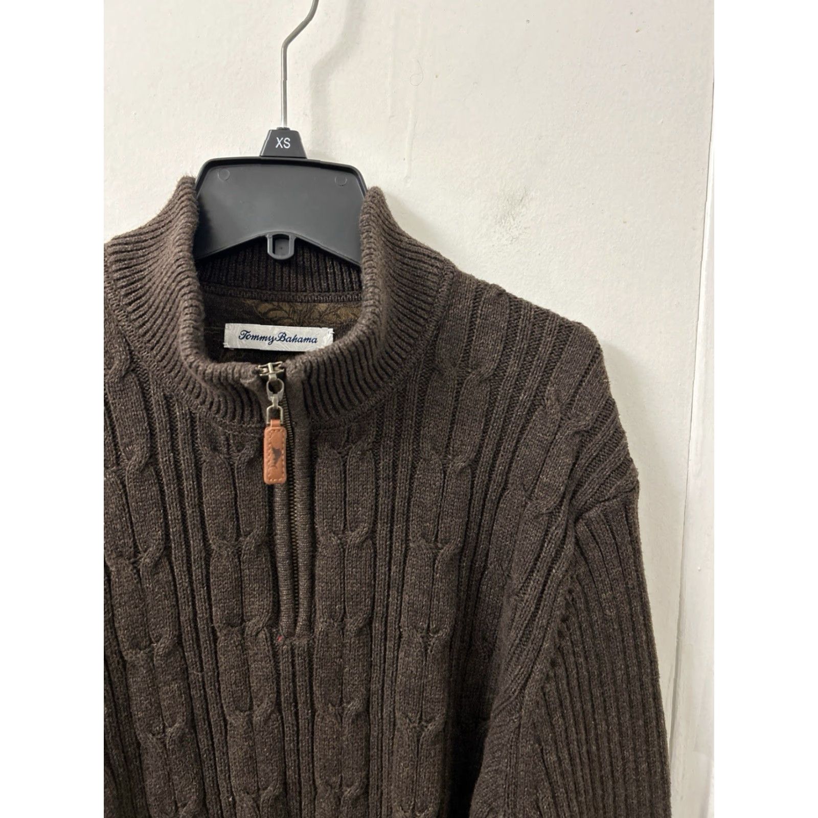 Tommy Bahama Tommy Bahama 1/4 Zip Mens XL Brown Cable-Knit Pullover Sweater Long Sleeve Size US XL / EU 56 / 4 - 4 Thumbnail