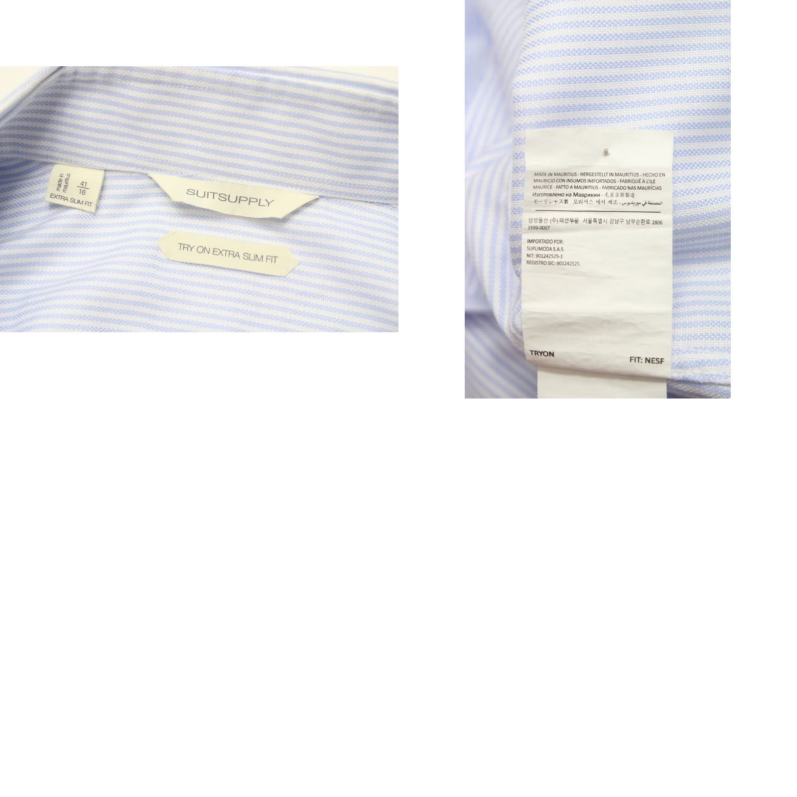 Suitsupply Suitsupply Dress Shirt Men 41 / 16 Cutaway Button-Up Extra Slim Fit Blue Pinstripe Formal Shirt Size 42R - 8 Thumbnail