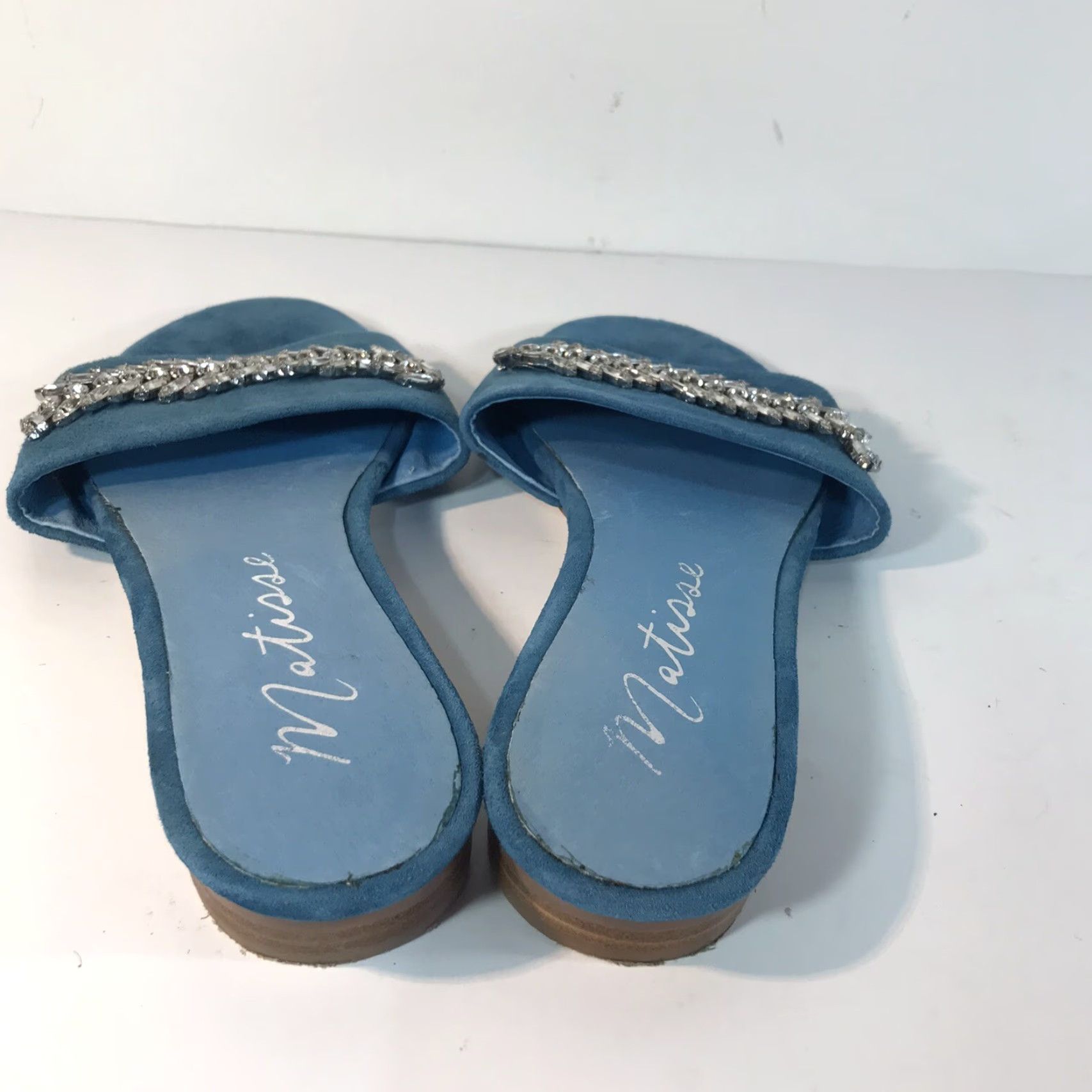 Matisse VINTAGE Matisse Women’s Flats Slide Size 8M Suede Blue Rhinestones Casual Dress Sandal Size US 8 / IT 38 - 3 Thumbnail