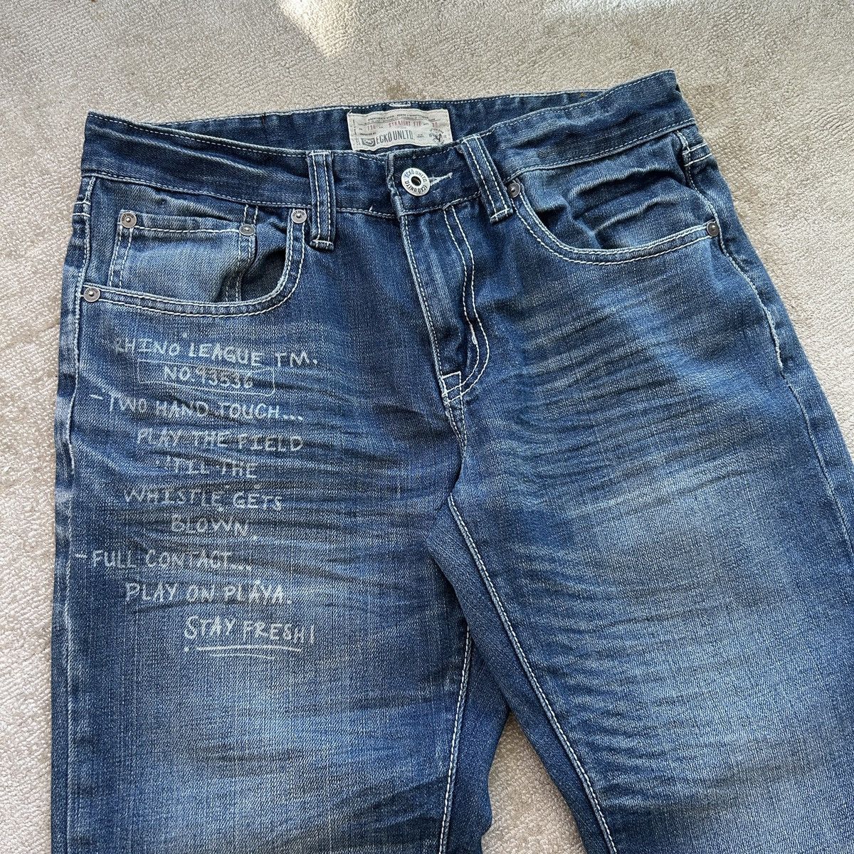 Ecko Unltd. Ecko UNLTD Text Print Denim Jeans Size US 30 / EU 46 - 3 Thumbnail