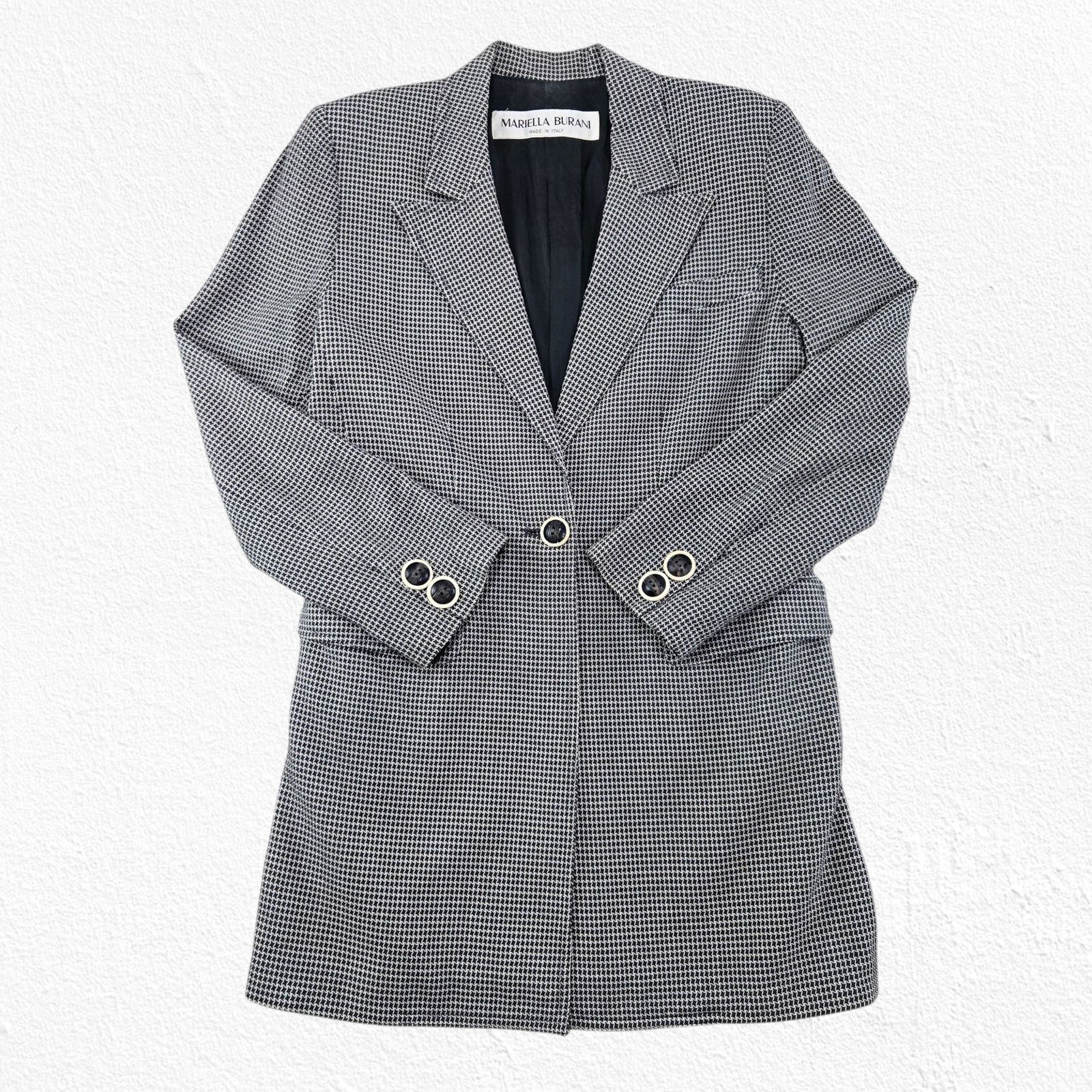 Vintage Vintage Mariella Burani Houndstooth Longline Blazer Size 4 Size S / US 4 / IT 40 - 2 Thumbnail