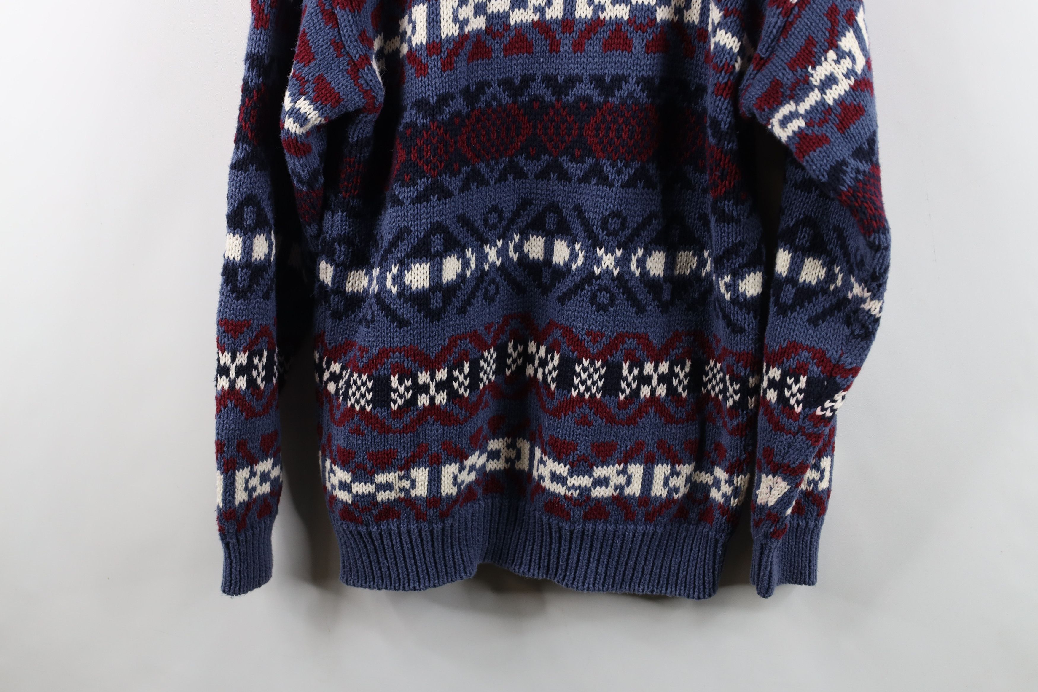 Vintage Vintage 90s Streetwear Fair Isle Cotton Knit Sweater Size US M / EU 48-50 / 2 - 10 Thumbnail