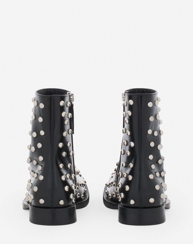 Lanvin o1w1db11124 Medley Studded Leather Ankle Boots Black/Silver Size US 12 / EU 45 - 4 Thumbnail