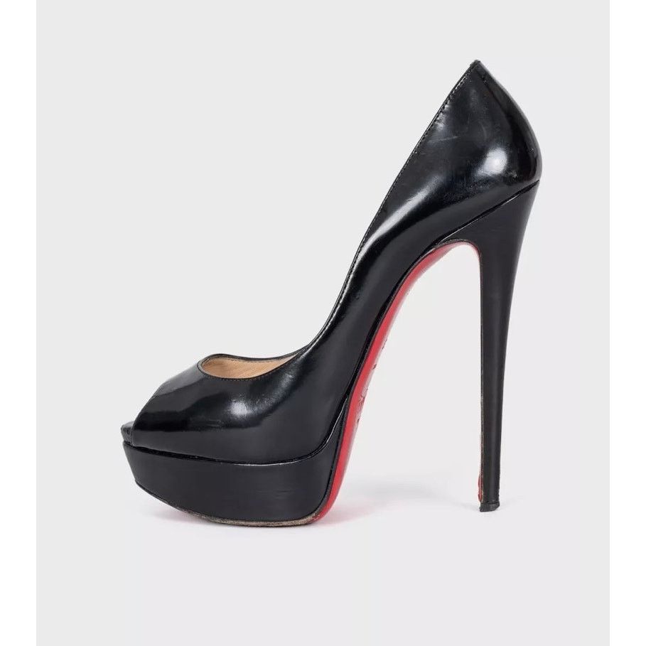 Christian Louboutin Christian Louboutin Black Leather Lady Peep Pumps - Sz 37 Size US 6 / IT 36 - 1 Thumbnail