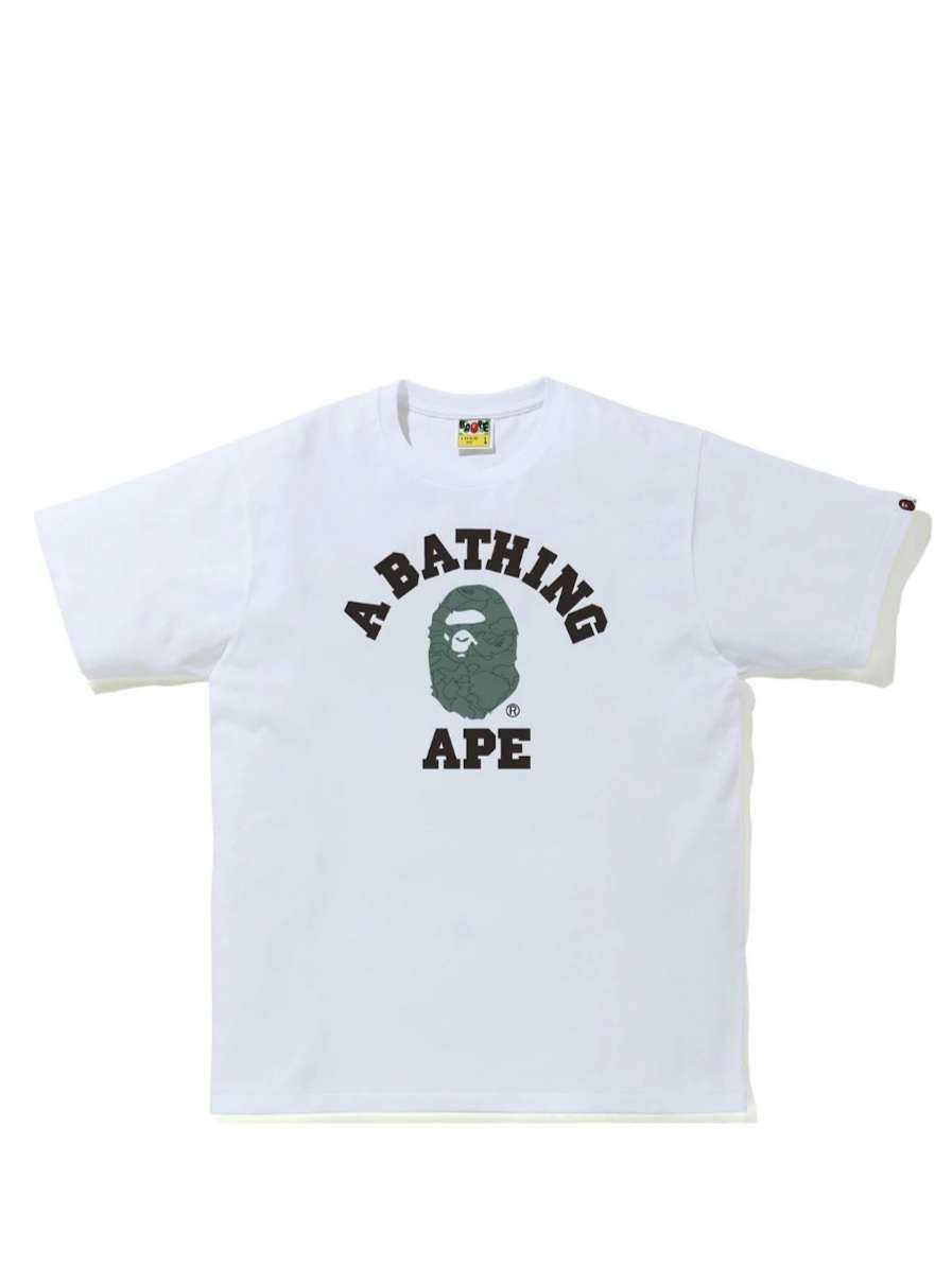 image of Bape Line 1St Camo College Tee in White, Men's (Size XL)