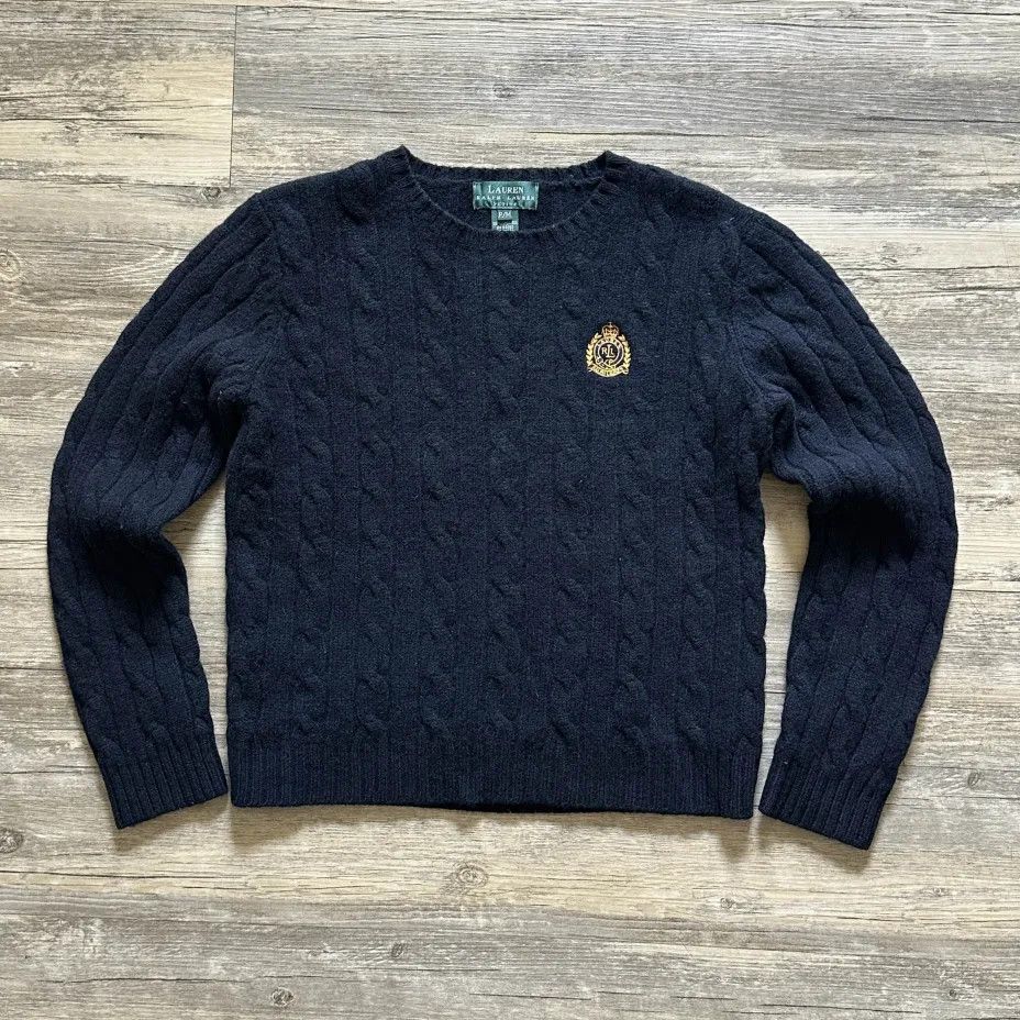 Lauren Ralph Lauren Vintage Lauren Ralph Lauren Cable Knit Crest Sweater Size M / US 6-8 / IT 42-44 - 1 Thumbnail