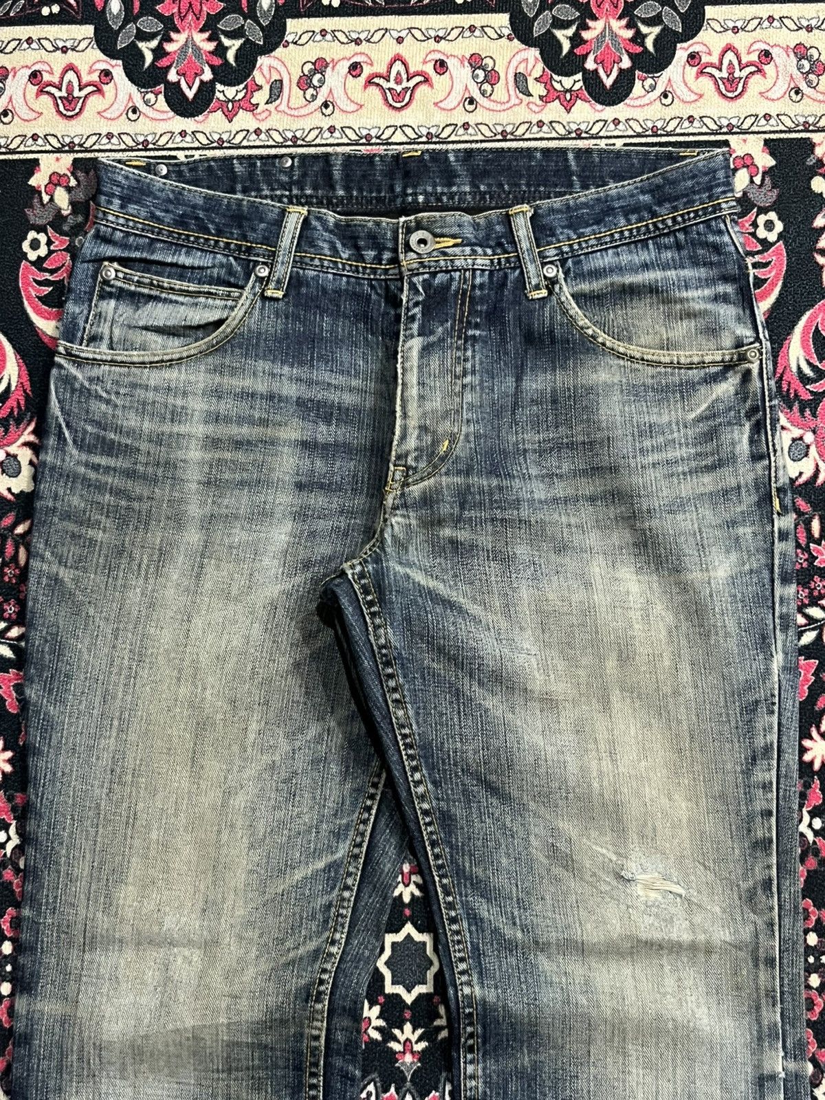 Atelier New Regime Atelier Sab Men Rusty Blue Faded Washed Panel Line Jeans Size US 30 / EU 46 - 4 Thumbnail