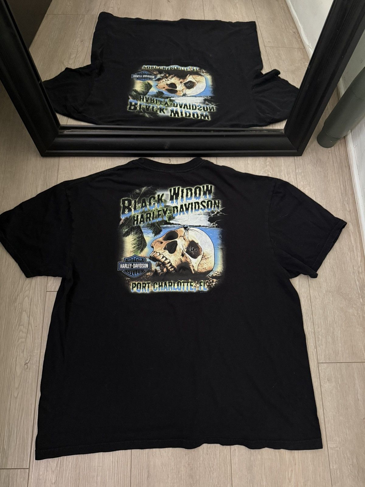 Harley Davidson × Vintage Vintage / Y2K Harley Davidson Black Widow Skull Shirt Size US XXL / EU 58 / 5 - 1 Thumbnail