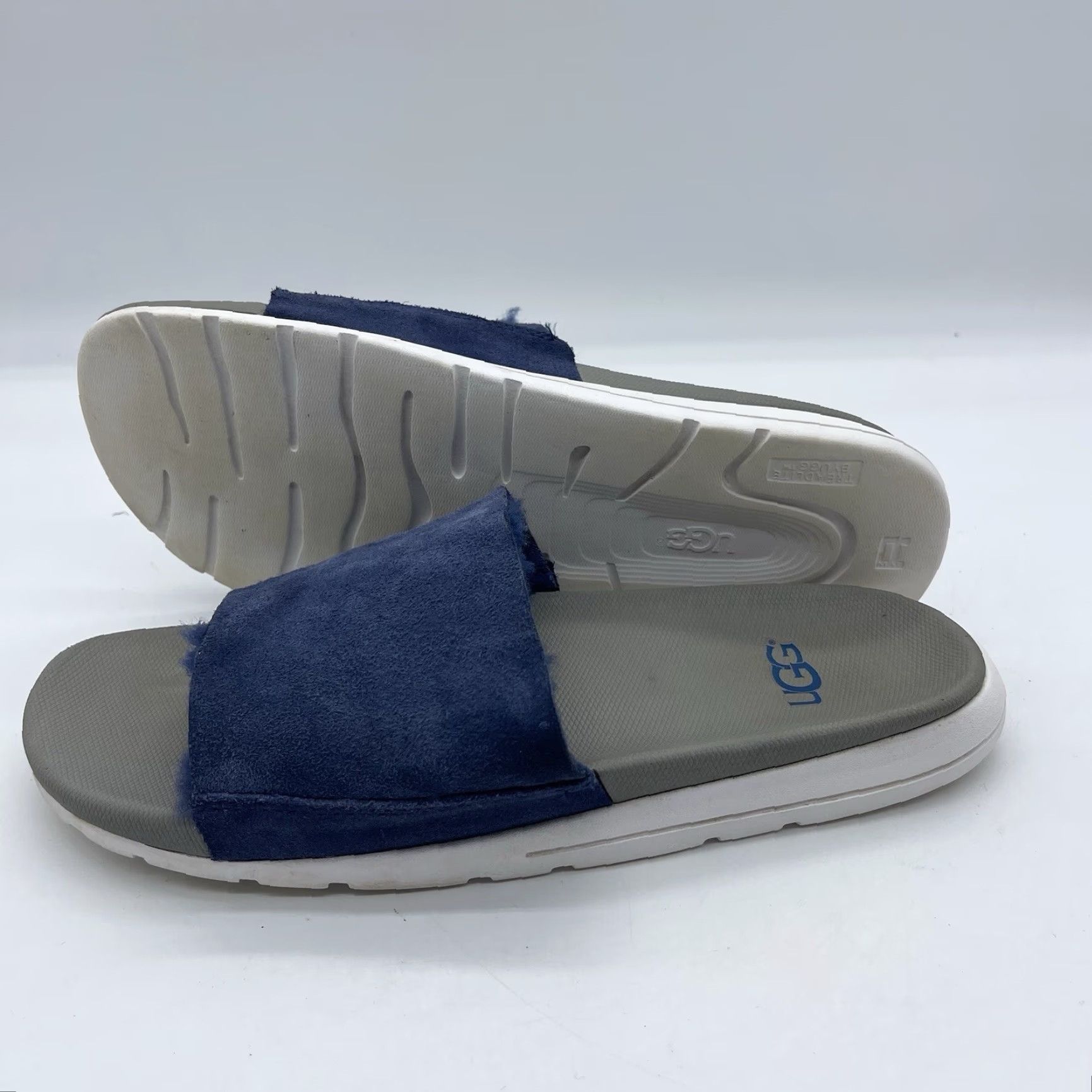 Ugg UGG Xavier Twin Face Men's Slides Navy Blue Size 8 Slippers Sandals Casual Slip On Fur Trim M Treadlite EVA foam Size ONE SIZE - 3 Thumbnail
