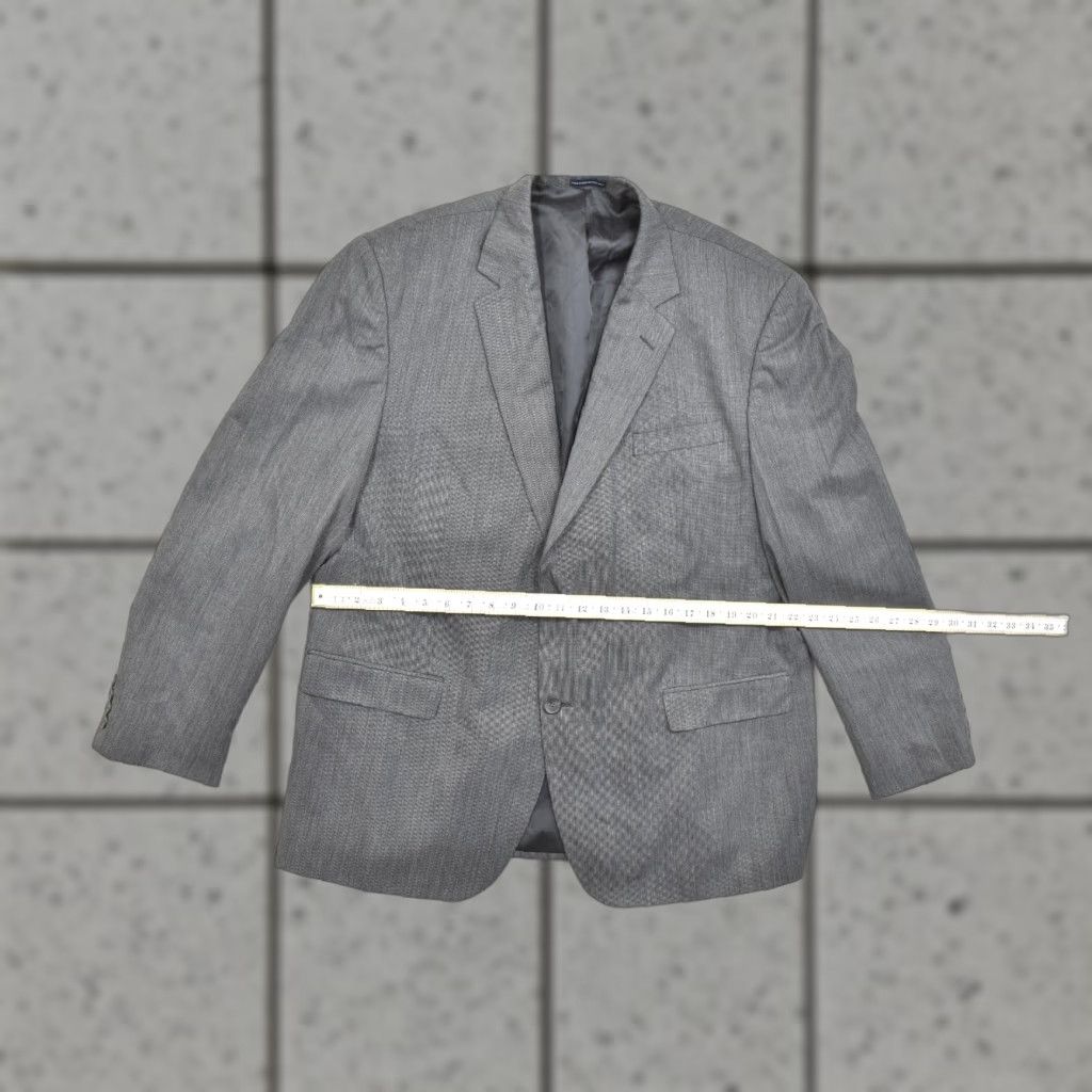 Izod IZOD Blazer Gray Striped 2-Button Single-Breasted 46R Wool Polyester Regular Men’s Jacket, 2 Piece, Made in India Size 46R - 1 Thumbnail
