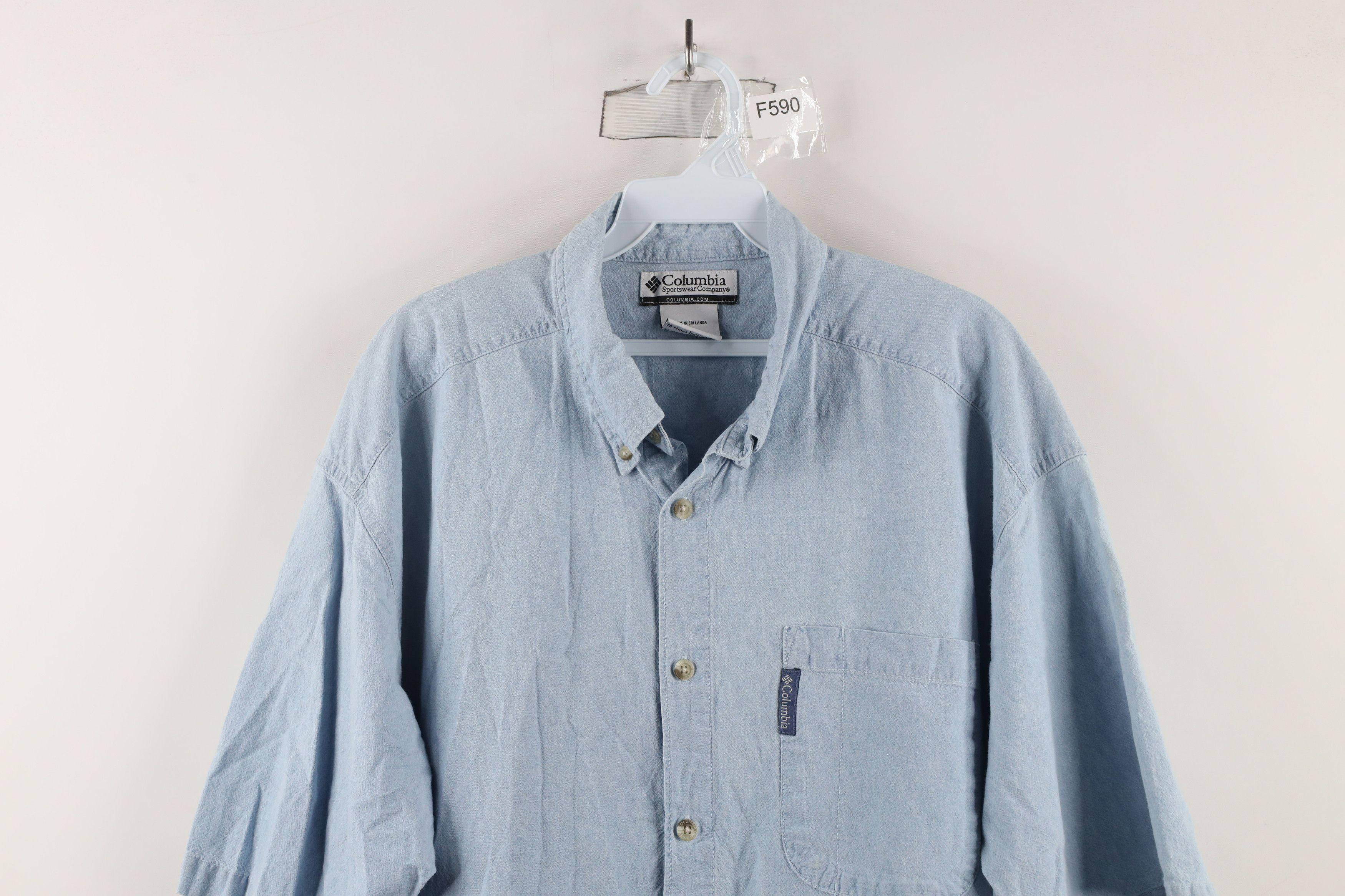 Columbia × Vintage Vtg 90s Columbia Out Denim Short Sleeve Button Down Shirt Size US XL / EU 56 / 4 - 2 Thumbnail