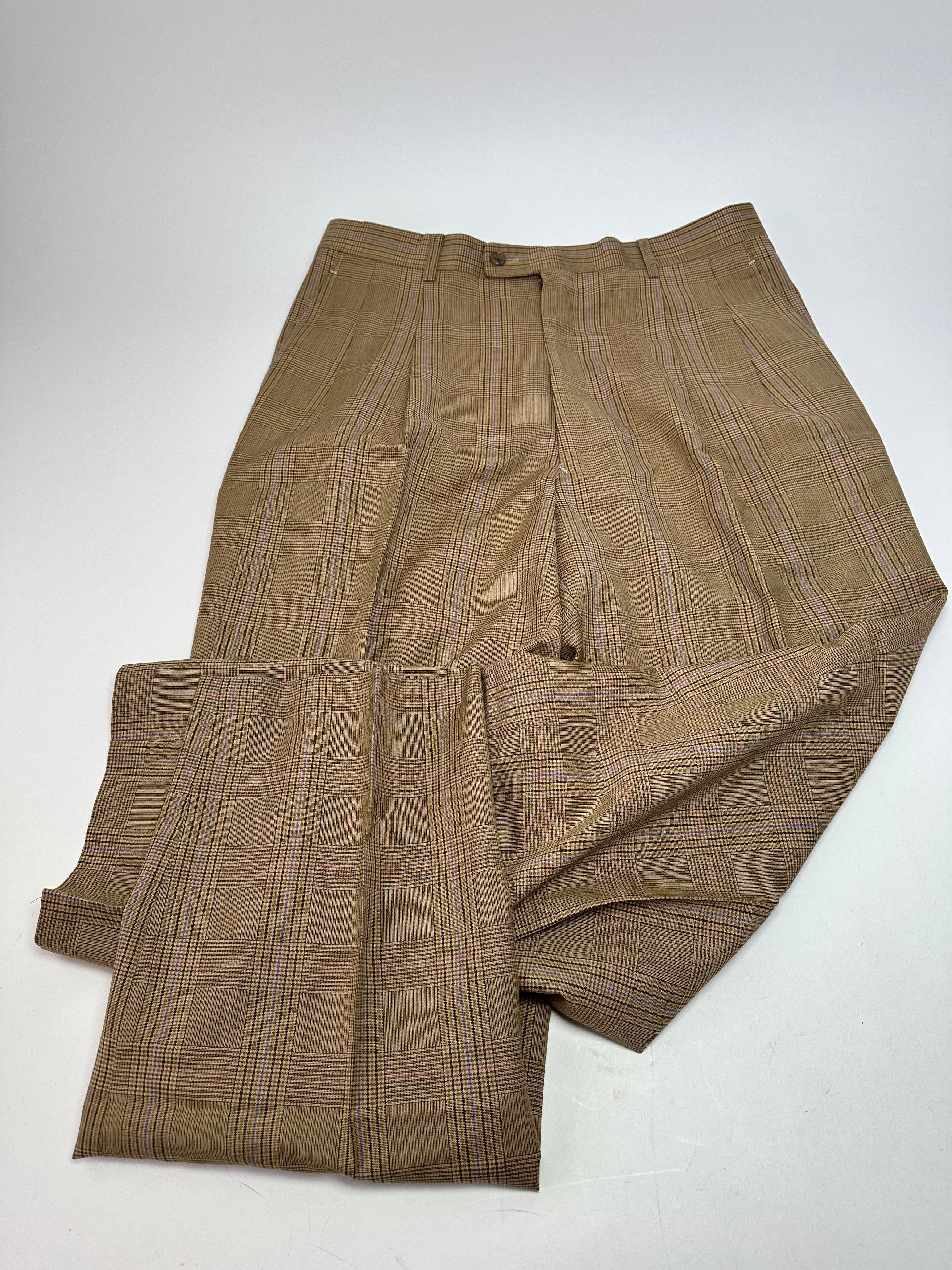 Dior Vintage Glen Check Wool Pants Brown Purple M Size 30" / US 8 / IT 44 - 1 Thumbnail