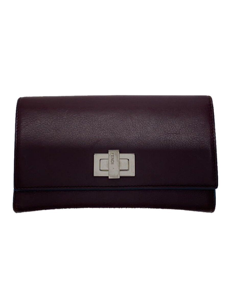 Fendi Leather Long Wallet Bordeaux