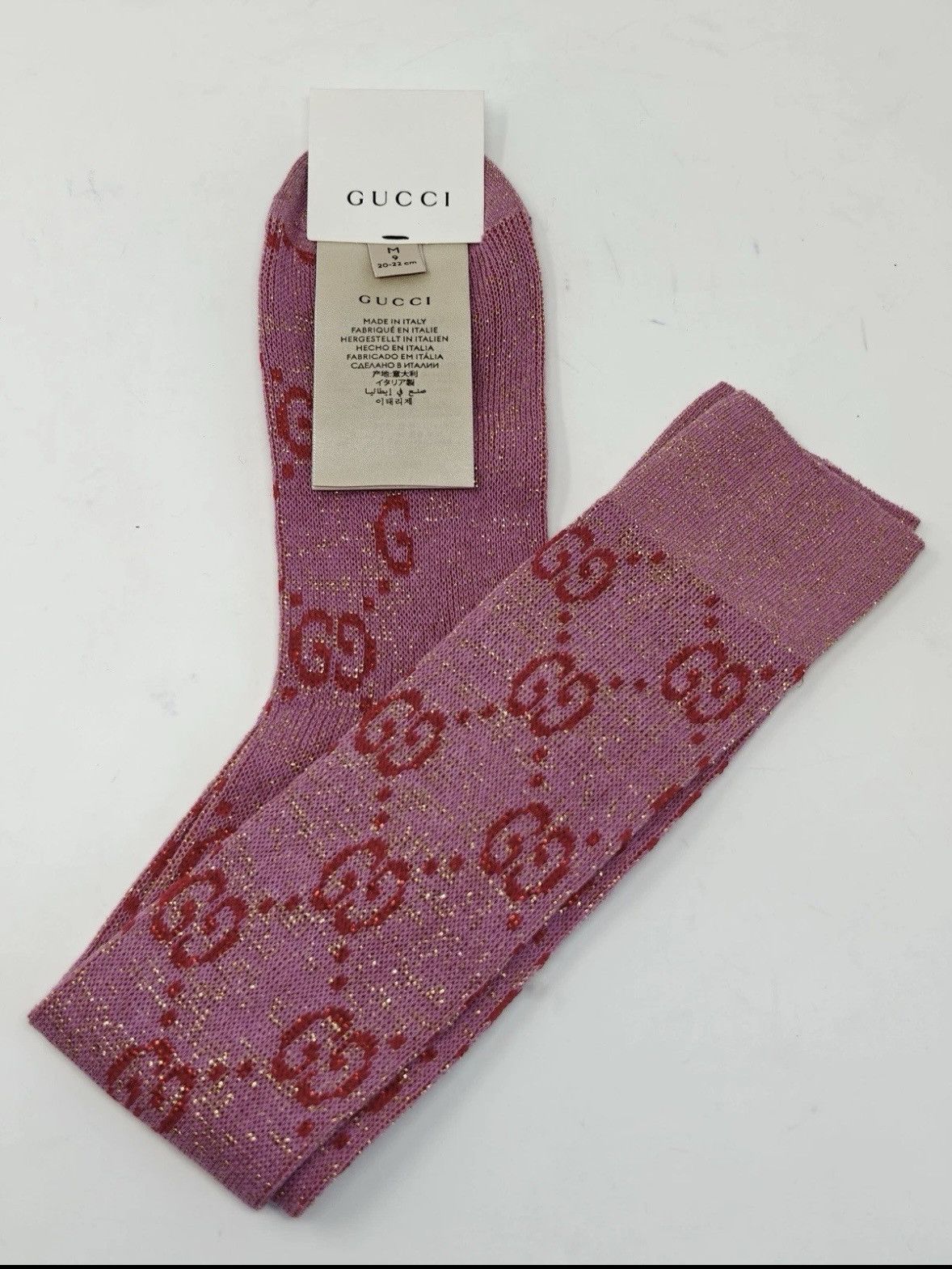 Gucci Gucci Pink GG Monogram Glitter Socks Size ONE SIZE - 1 Thumbnail