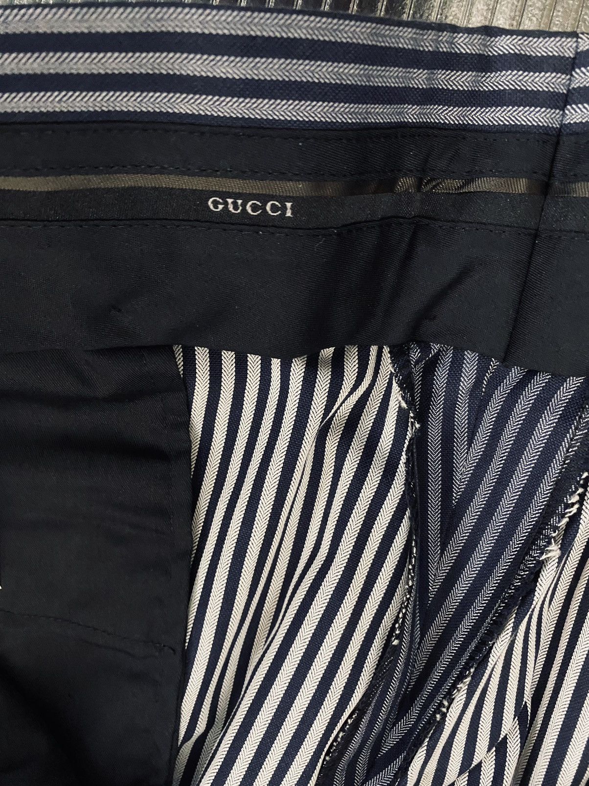 Gucci Gucci 🇮🇹 Blue Chevron Vertigo Striped Pants 52 NW Size US 36 / EU 52 - 14 Thumbnail