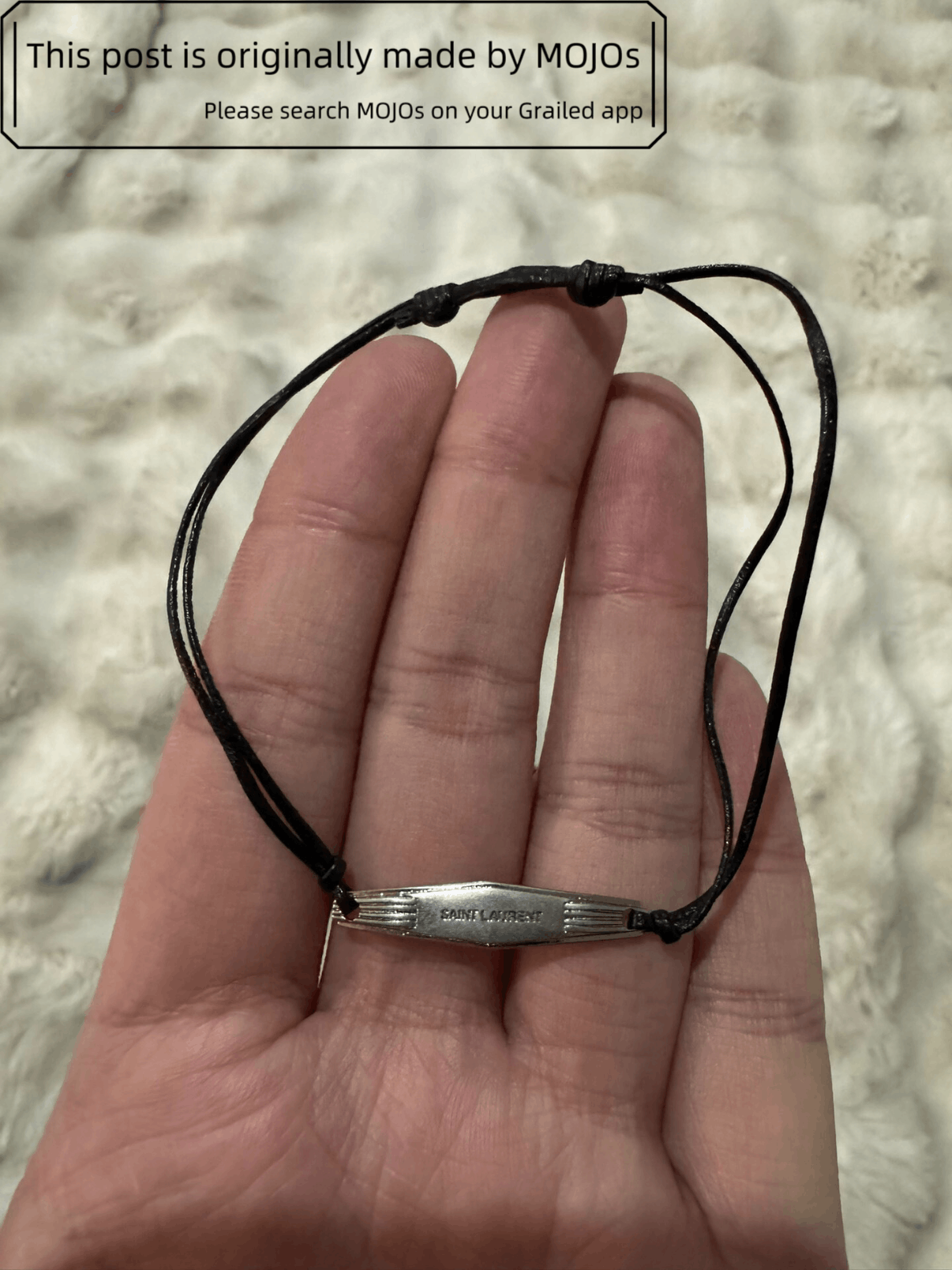 Sz M Saint Laurent Paris Logo Leather Bracelet mojos64