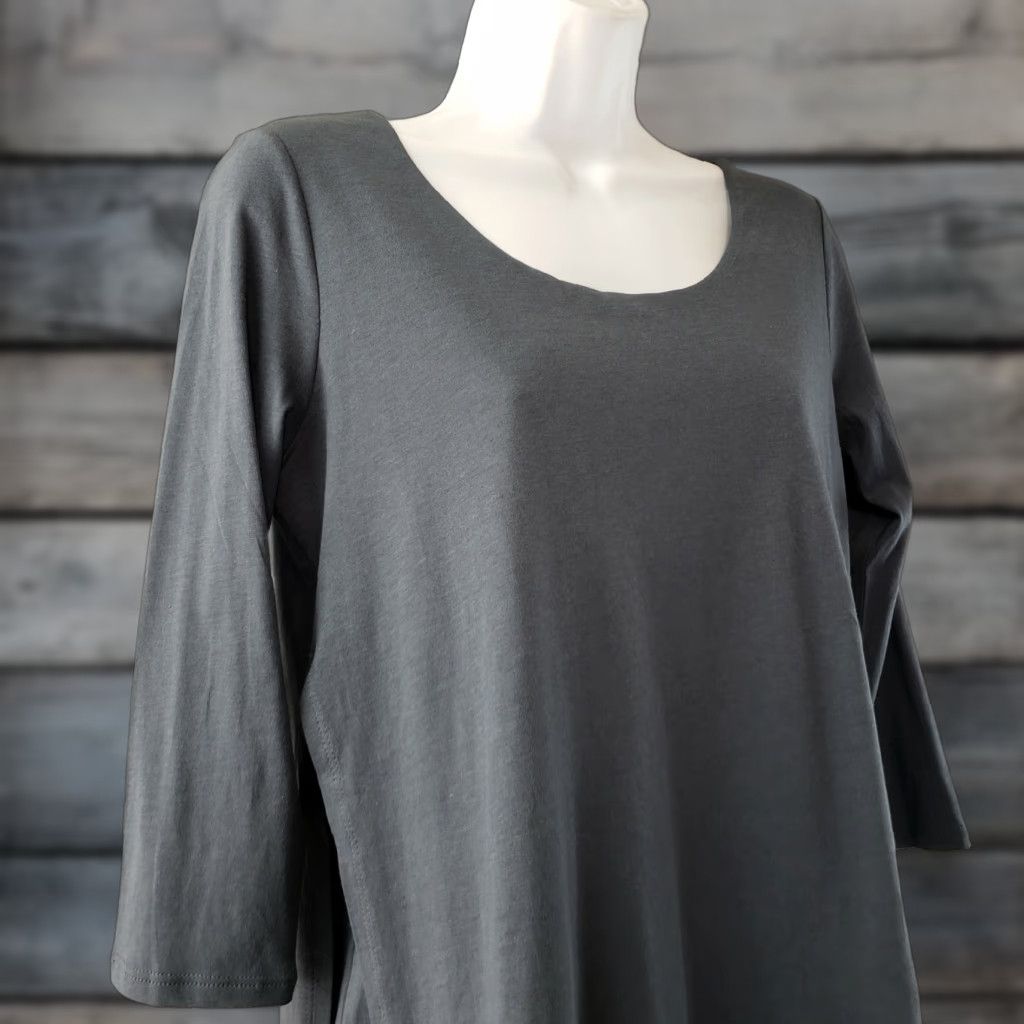Vintage PureJill Womens 3/4 Sleeve Artistic Tee XS Solid Gray/Blue Cotton Blend T-Shirt Women's Casual Shirt Size XS / US 0-2 / IT 36-38 - 1 Thumbnail