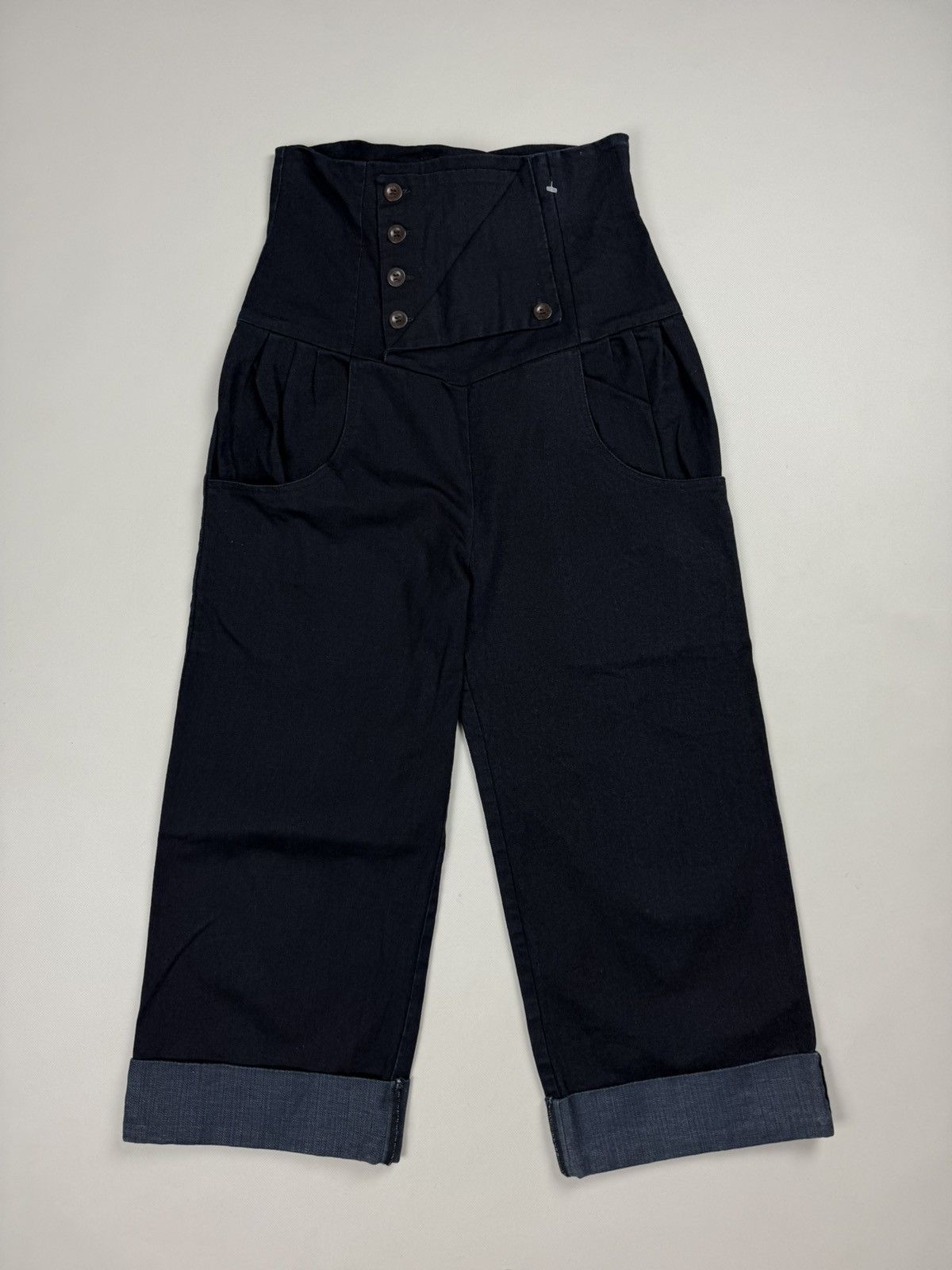 Other Burfitt Avant-Garde High Waist Buckle Back Cropped Jeans Size 30" / US 8 / IT 44 - 1 Thumbnail