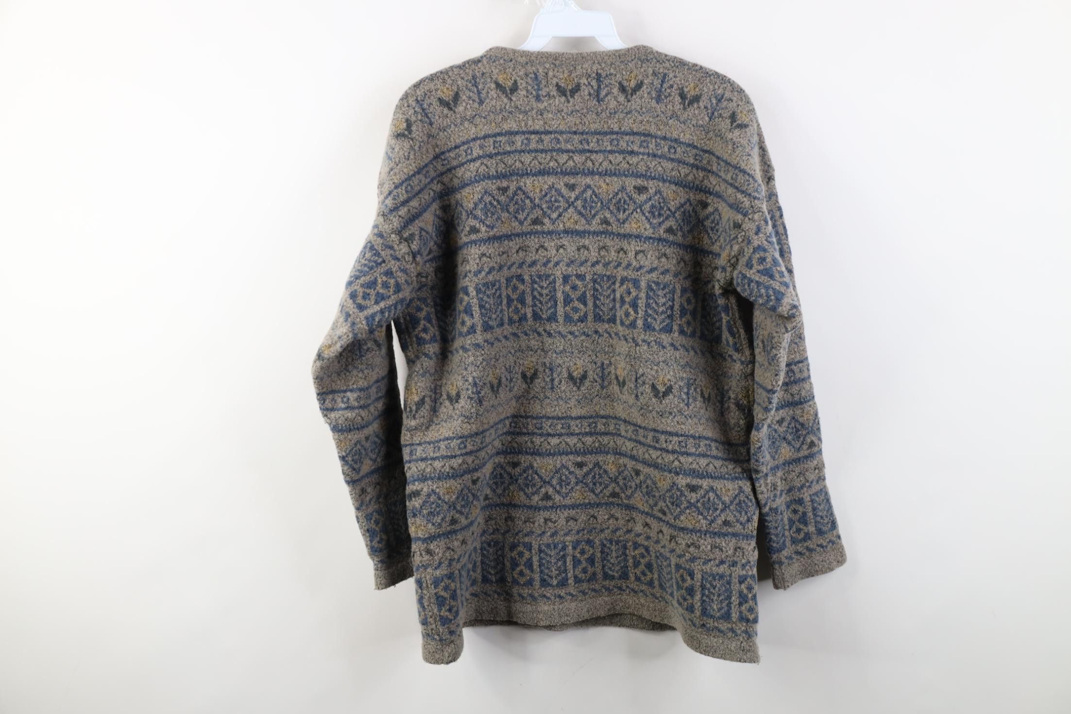 Express Vintage 90s Express Flower Fair Isle Knit V-Neck Sweater Size S / US 4 / IT 40 - 10 Thumbnail