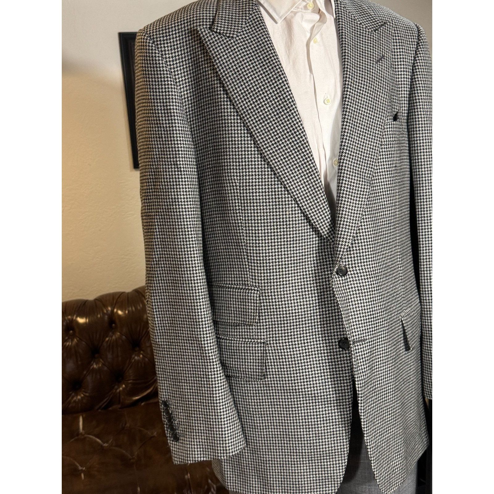 Tom Ford Tom Ford Tweed Houndstooth Sportcoat 56L IT 46L US Peak Size 46L - 13 Thumbnail