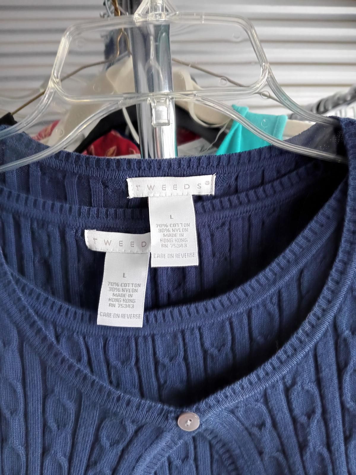 Designer Cozy Cable Knit Navy Cardigan Set Size L Size L / US 10 / IT 46 - 6 Thumbnail