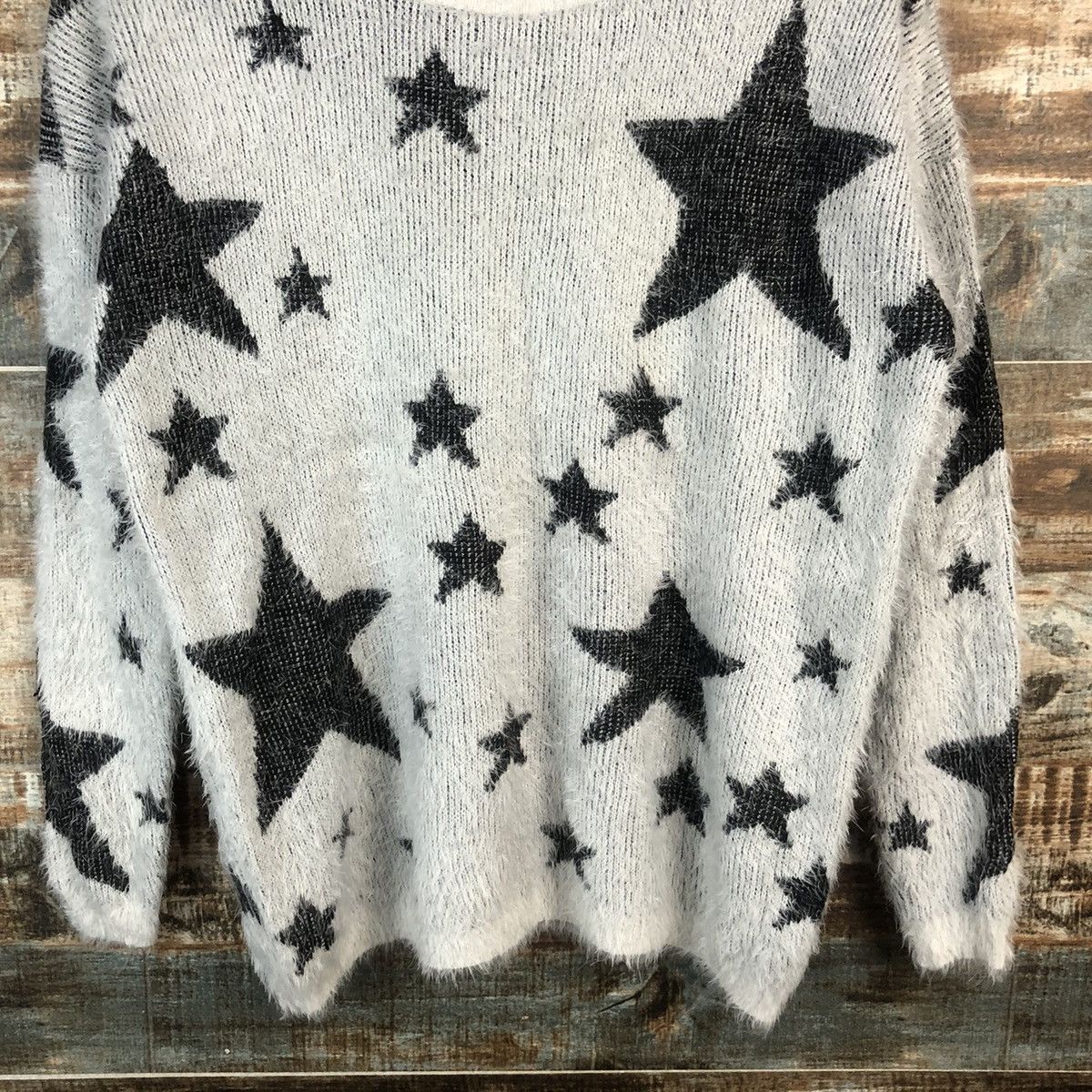 Japanese Brand DL Culots Star White Mohair fur shag Knitwear #C367 Size M / US 6-8 / IT 42-44 - 6 Thumbnail
